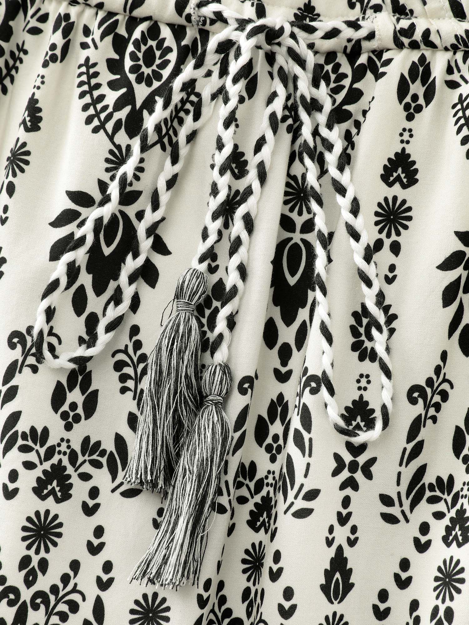 Boho Print Toothpick Pleat Slit Midi Dress - Image 5