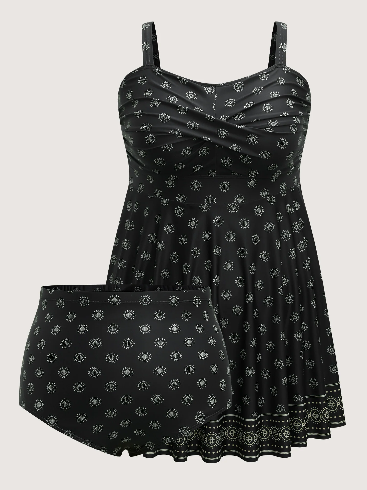 Boho Print Twist Front Swim Dress - Image 9