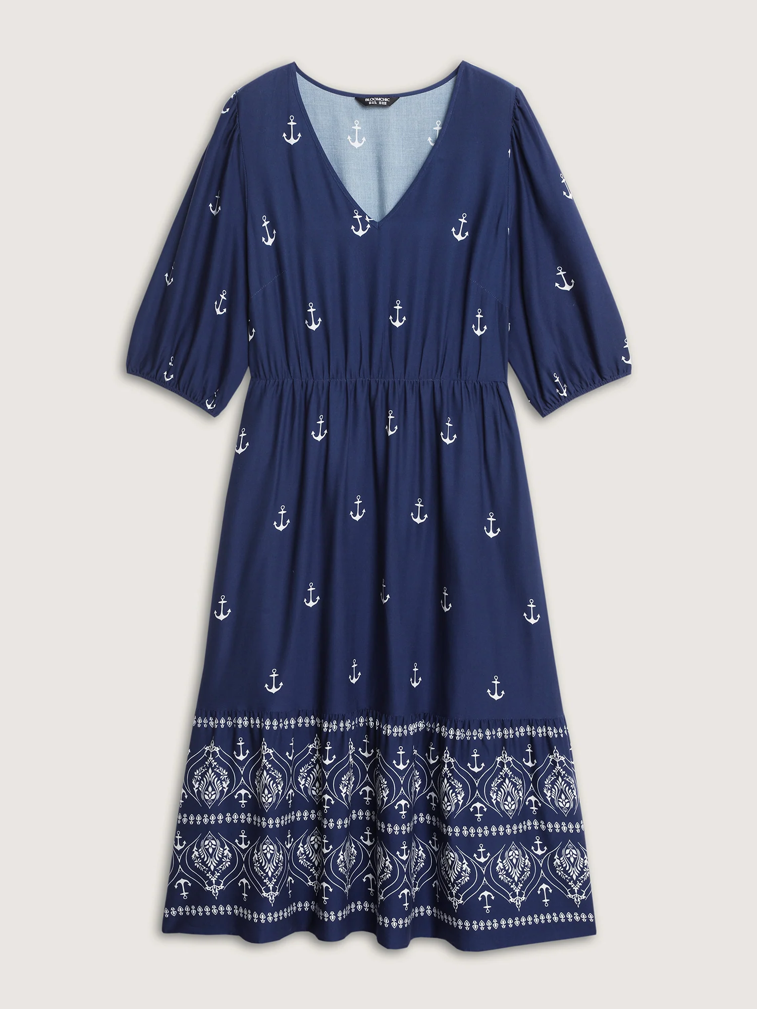 Boho Print Waist-Defining Midi Dress - Image 8