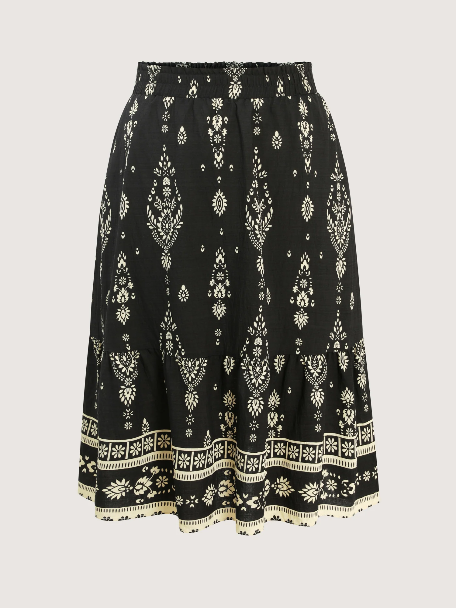 Boho Print Wide Waistband Midi Skirt - Image 6