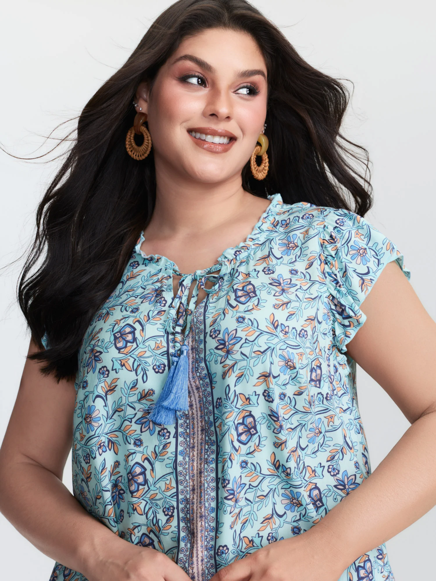 Boho Romance Bust-Friendly Drawstring Blouse - Image 2