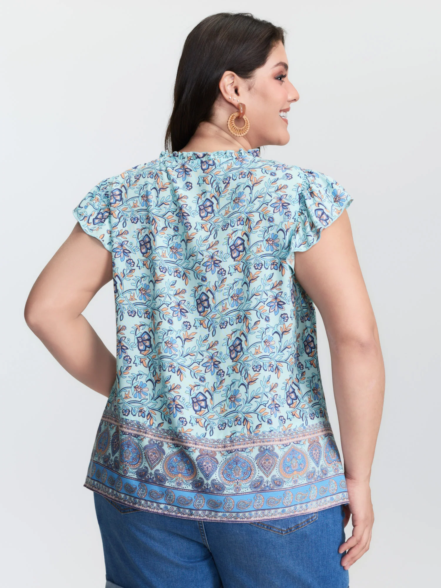 Boho Romance Bust-Friendly Drawstring Blouse - Image 4