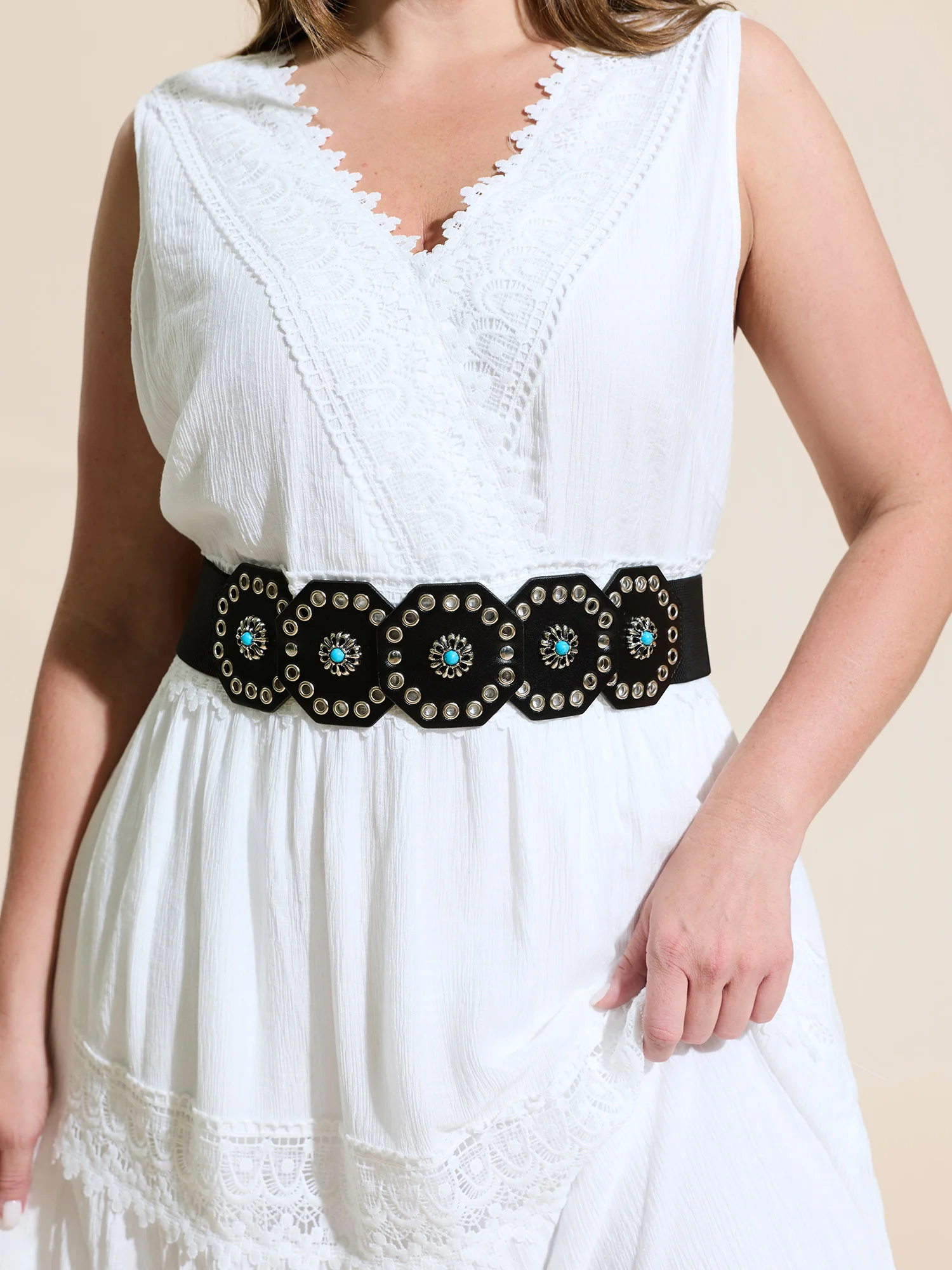 Boho Stretchy Concho Extended Link Belt - Image 2