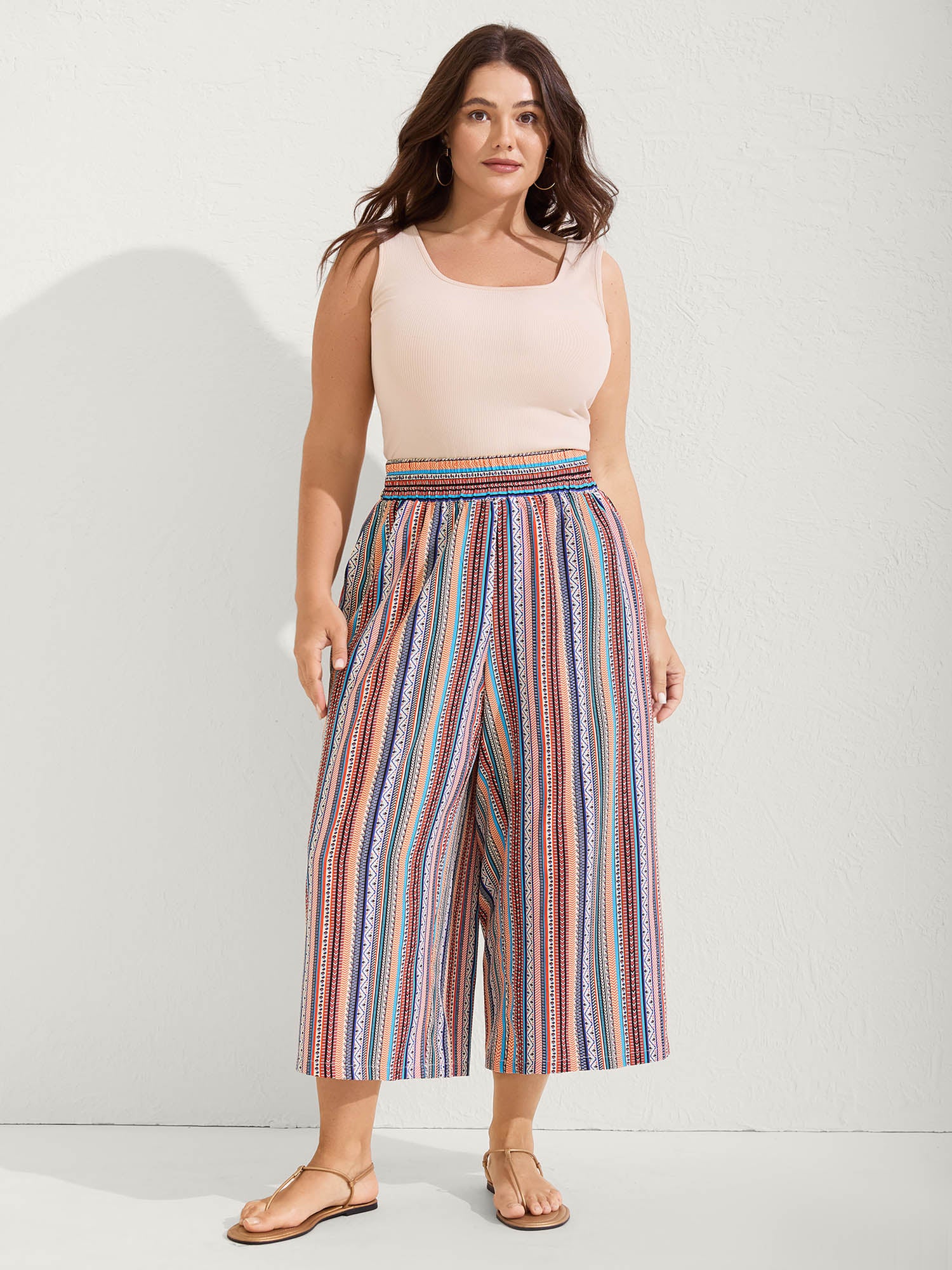 Boho Stripe Color Block Wide-Leg Pants - Image 2