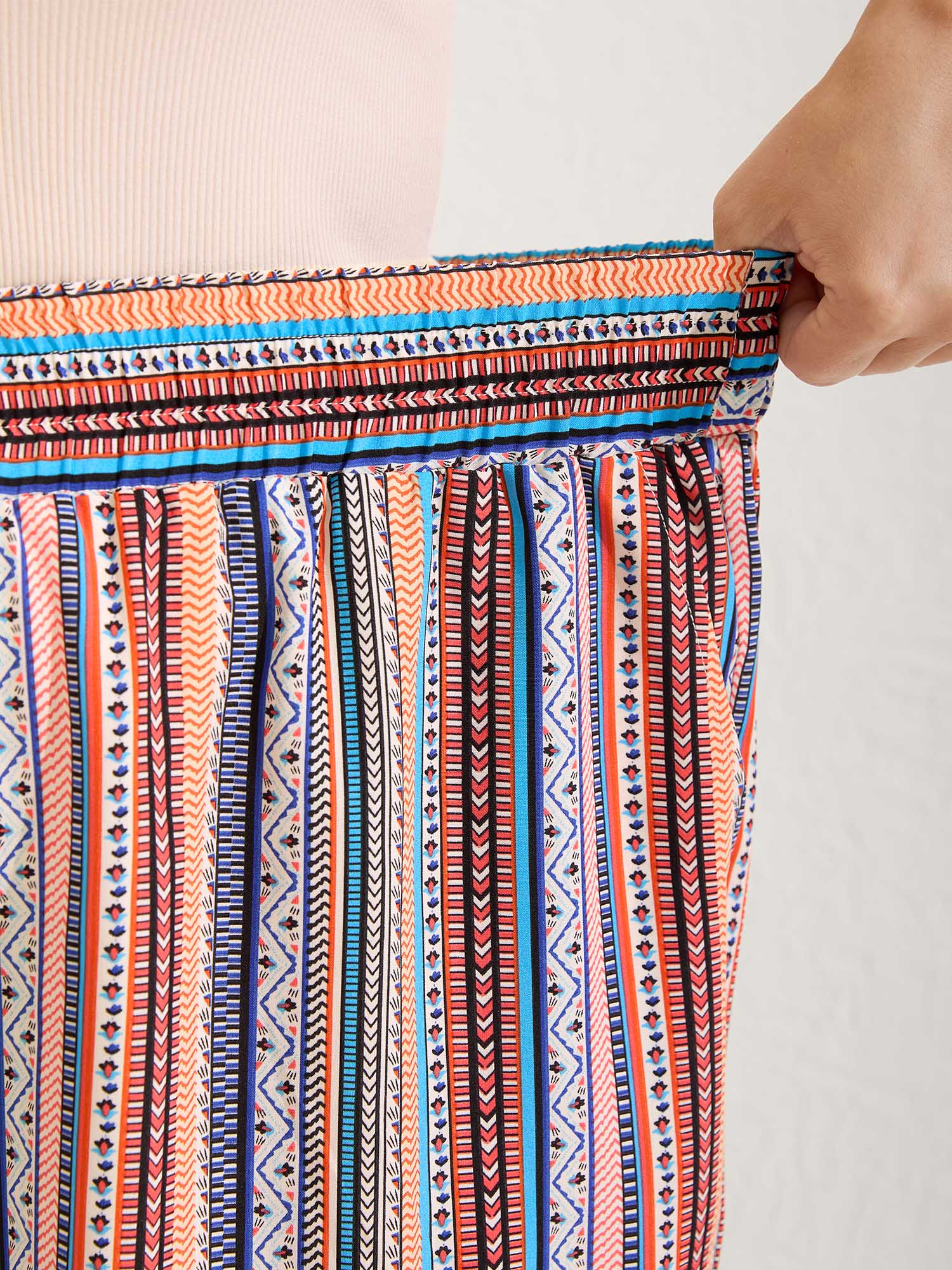 Boho Stripe Color Block Wide-Leg Pants - Image 3