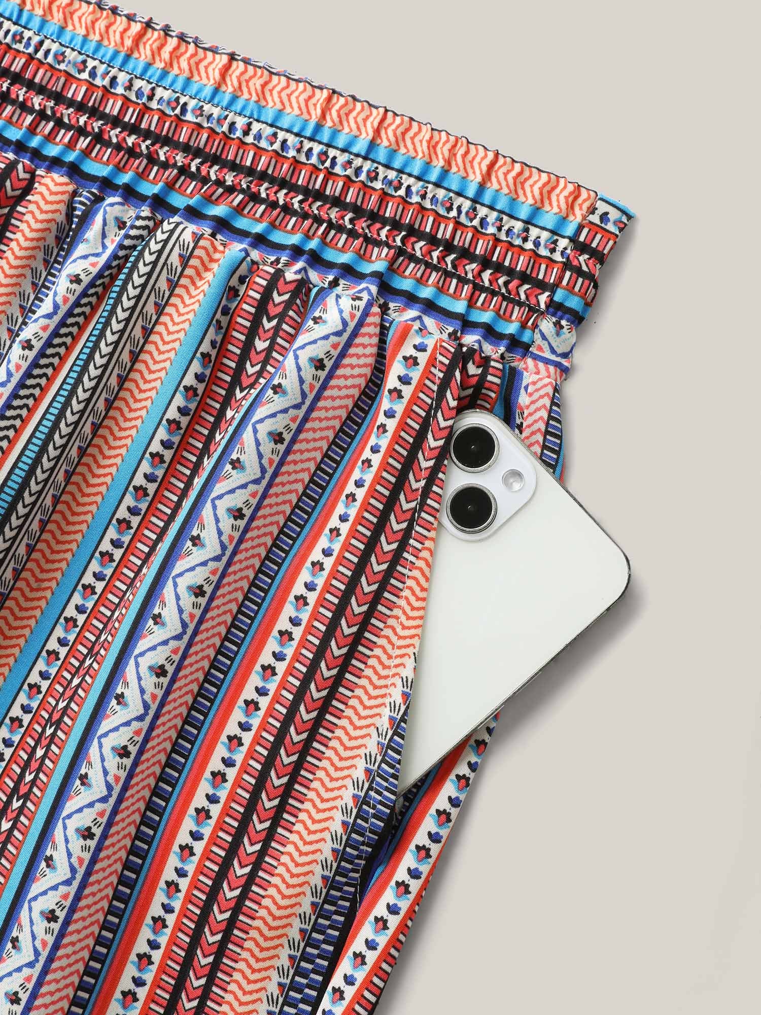 Boho Stripe Color Block Wide-Leg Pants - Image 5