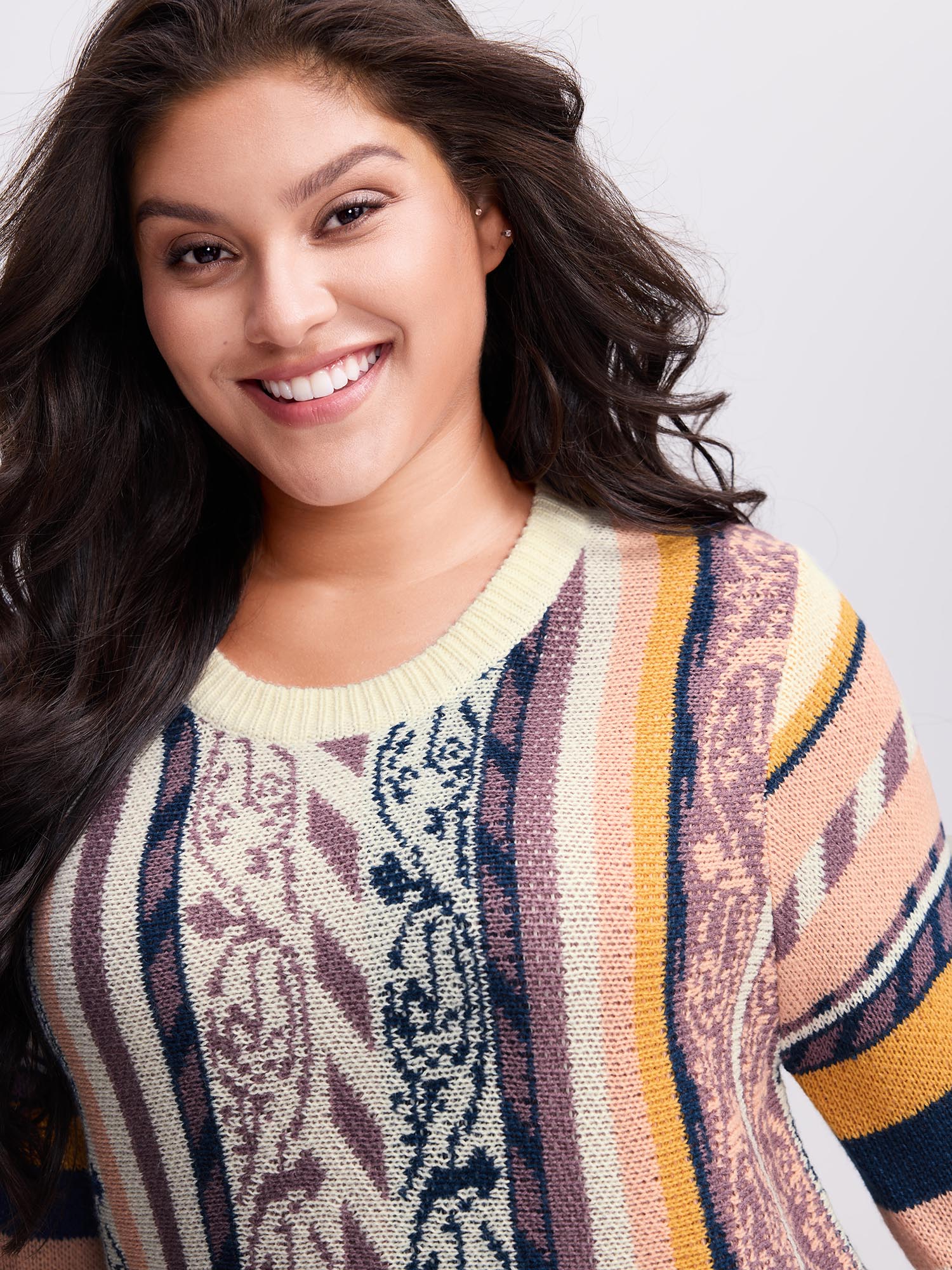 Boho Stripe Flared Sleeve Stretchy Pullover - Image 13