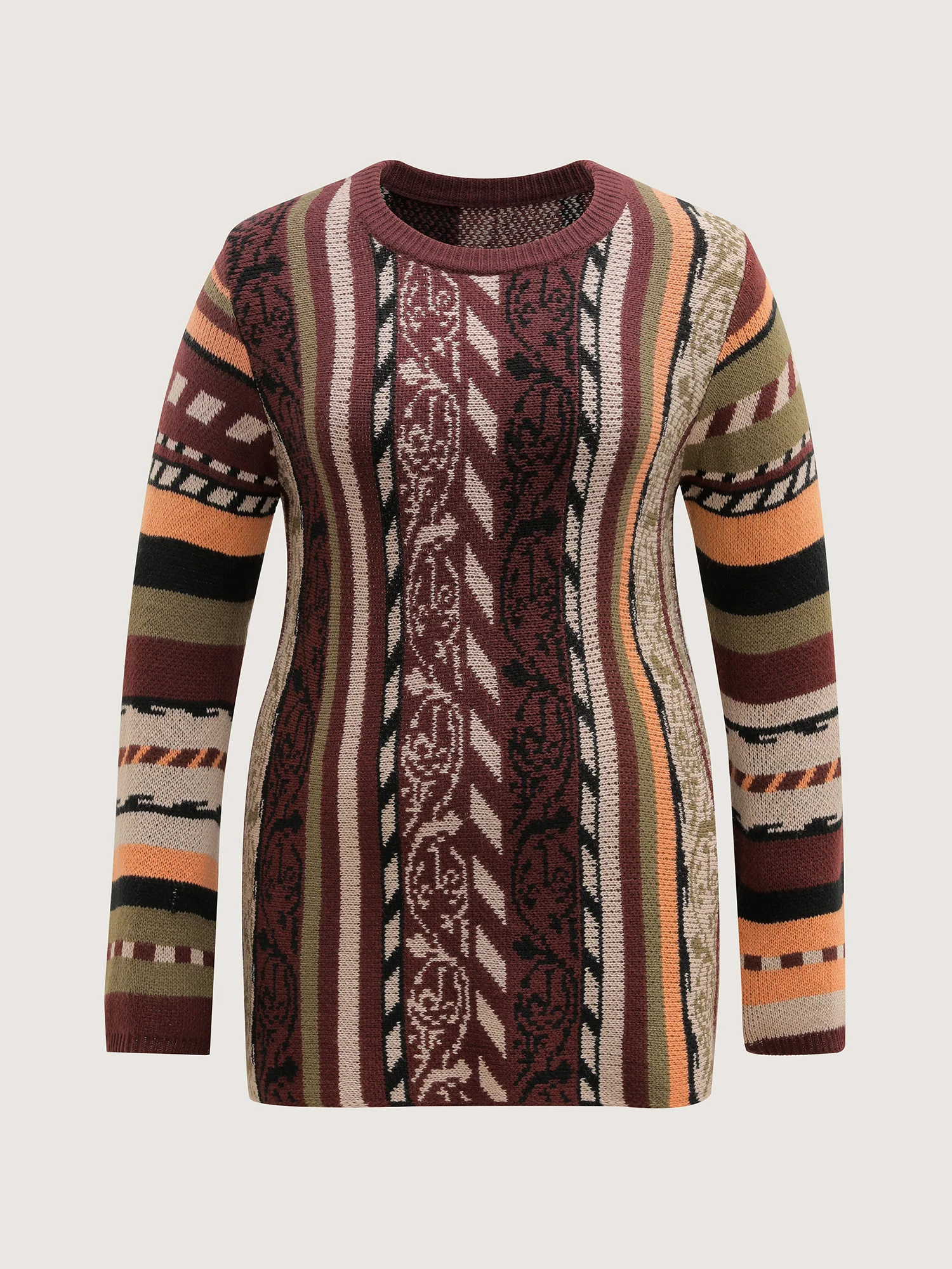 Boho Stripe Flared Sleeve Stretchy Pullover - Image 5