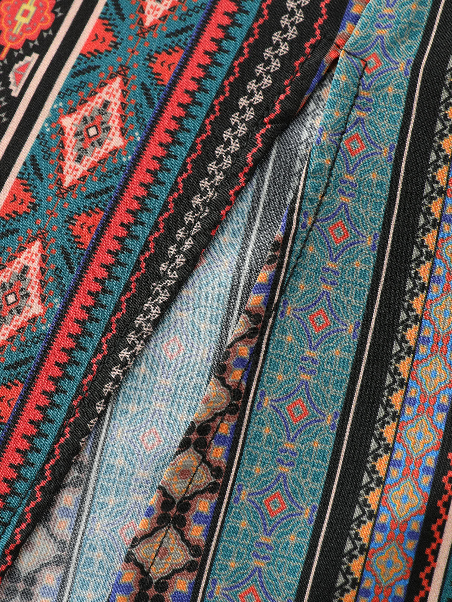 Boho Stripe Print Shirred Waist Midi Dress - Image 6