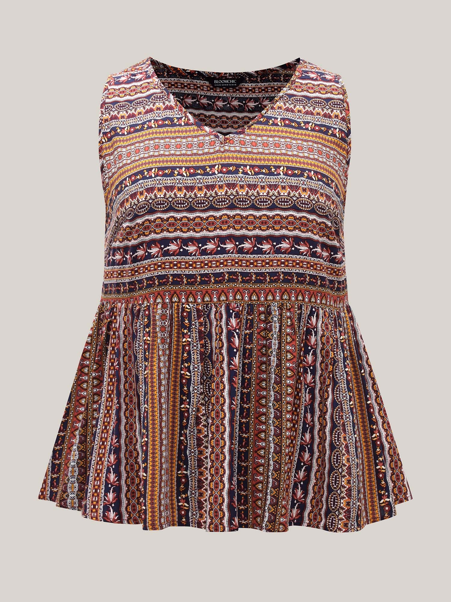 Boho Stripe Print V-Neck Tank Top - Image 6