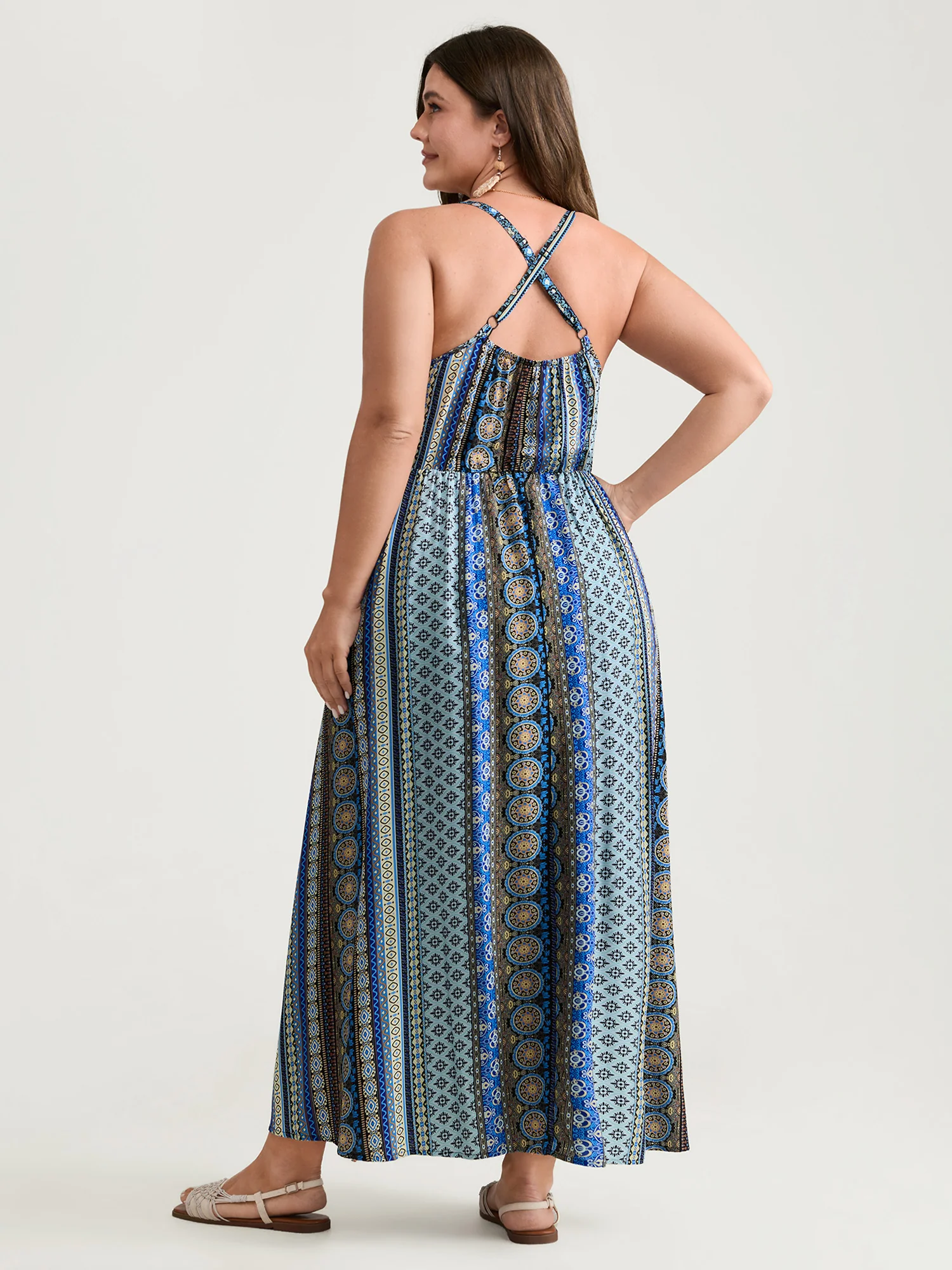 Boho Stripe Rayon Pockets Cami Maxi Dress - Image 4