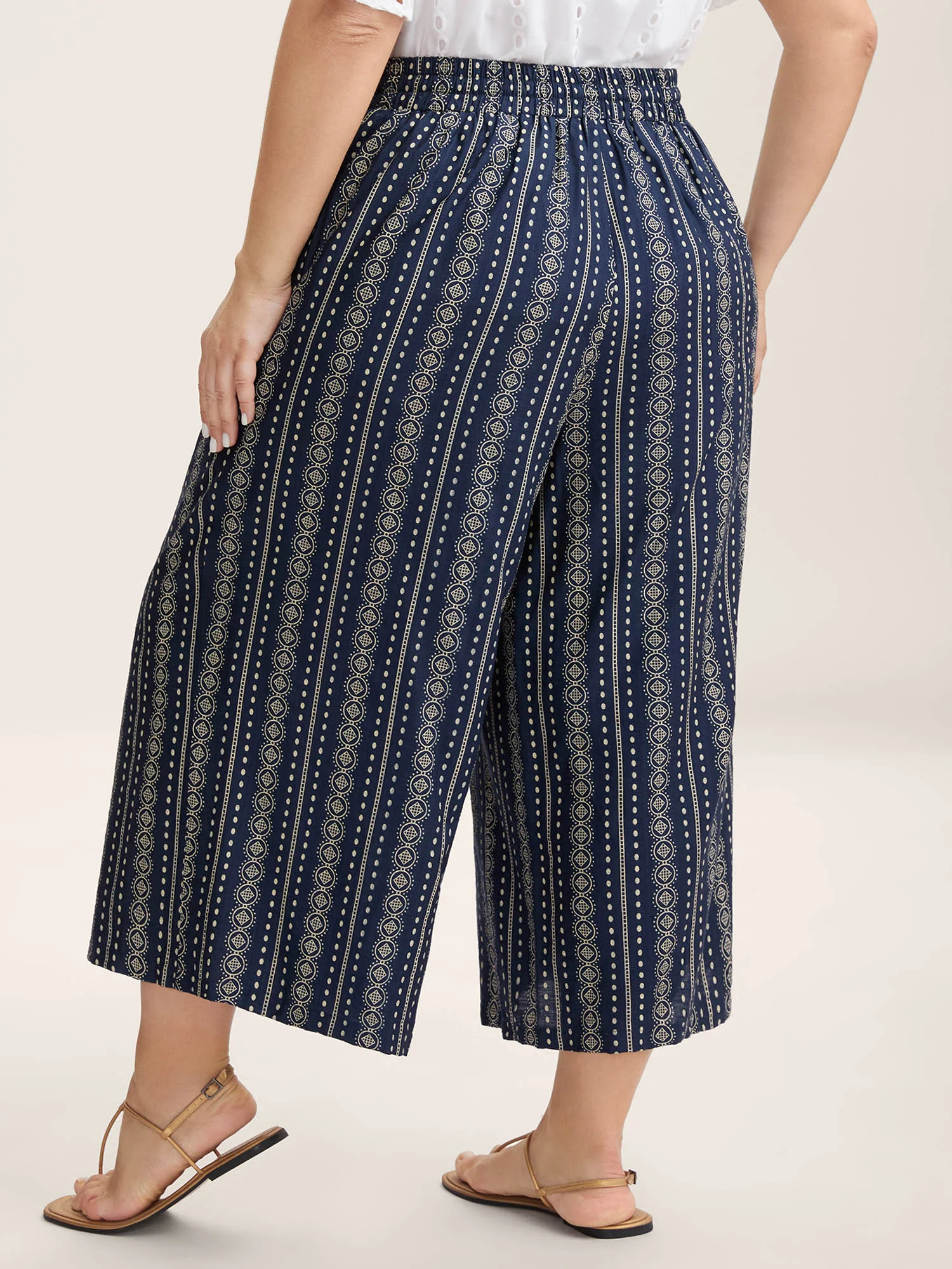 Boho Stripe Tassel Wide-Leg Pants - Image 4