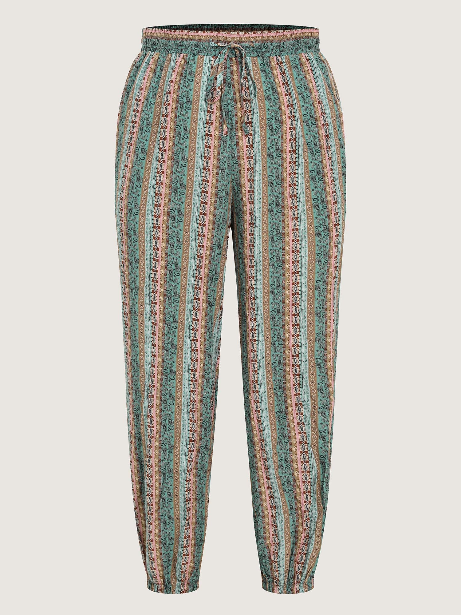 Boho Striped Print Drawstring Pants - Image 8