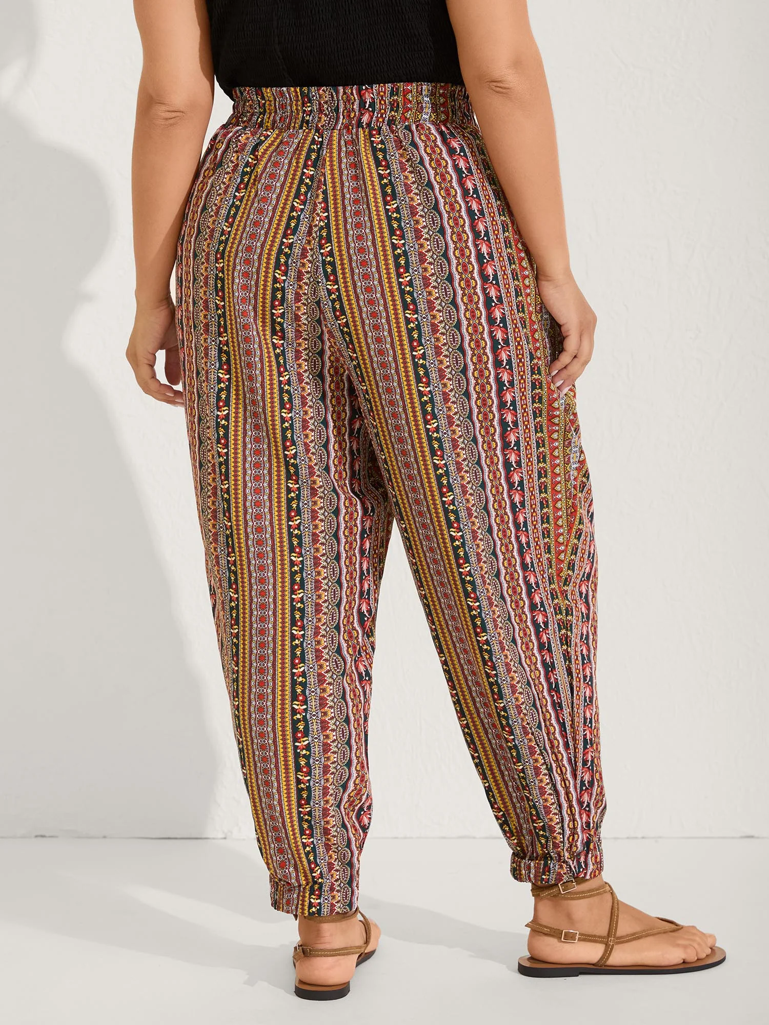 Boho Striped Split Jogger Pants - Image 11