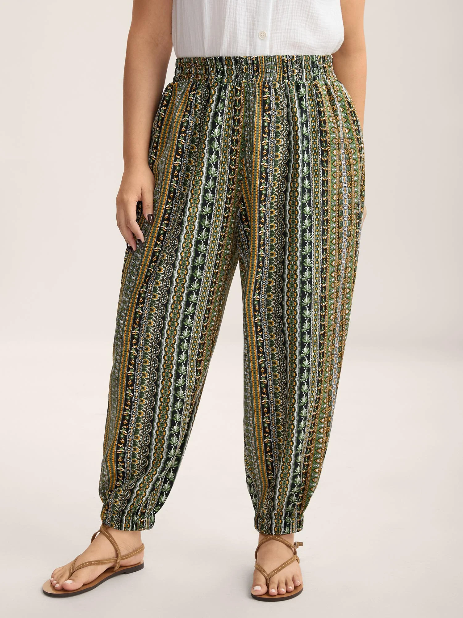 Boho Striped Split Jogger Pants - Image 12