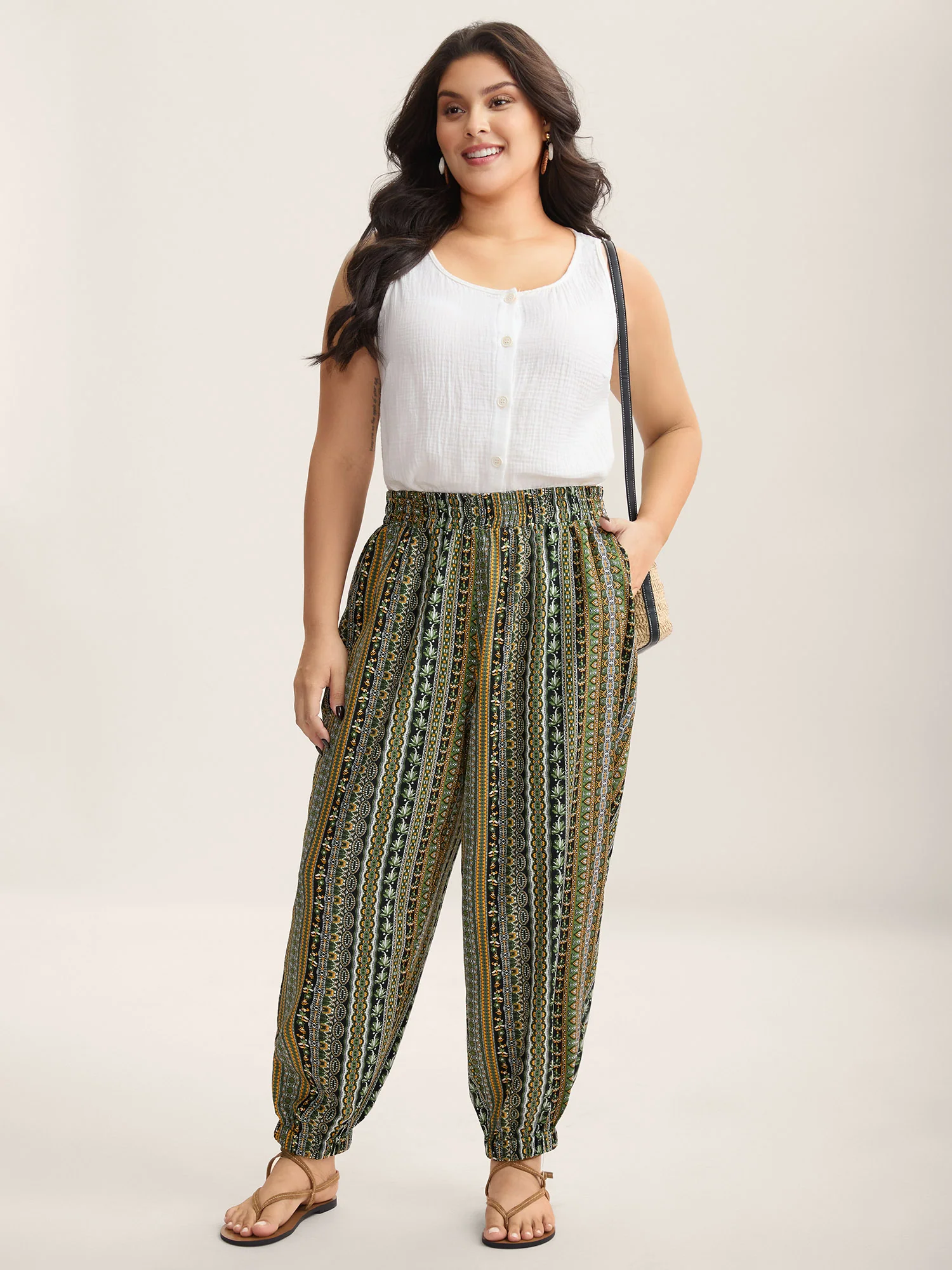 Boho Striped Split Jogger Pants - Image 13