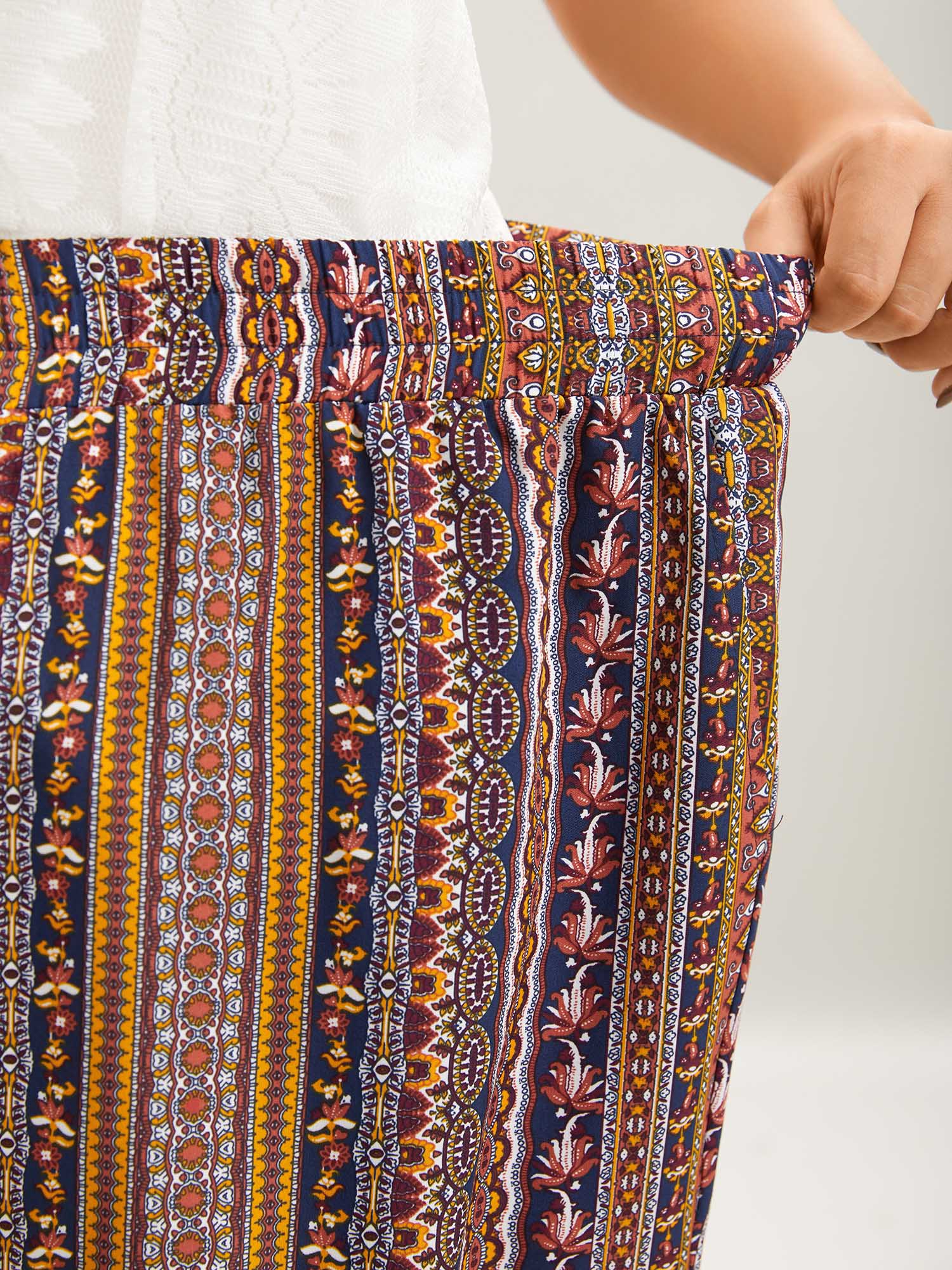 Boho Striped Split Jogger Pants - Image 2