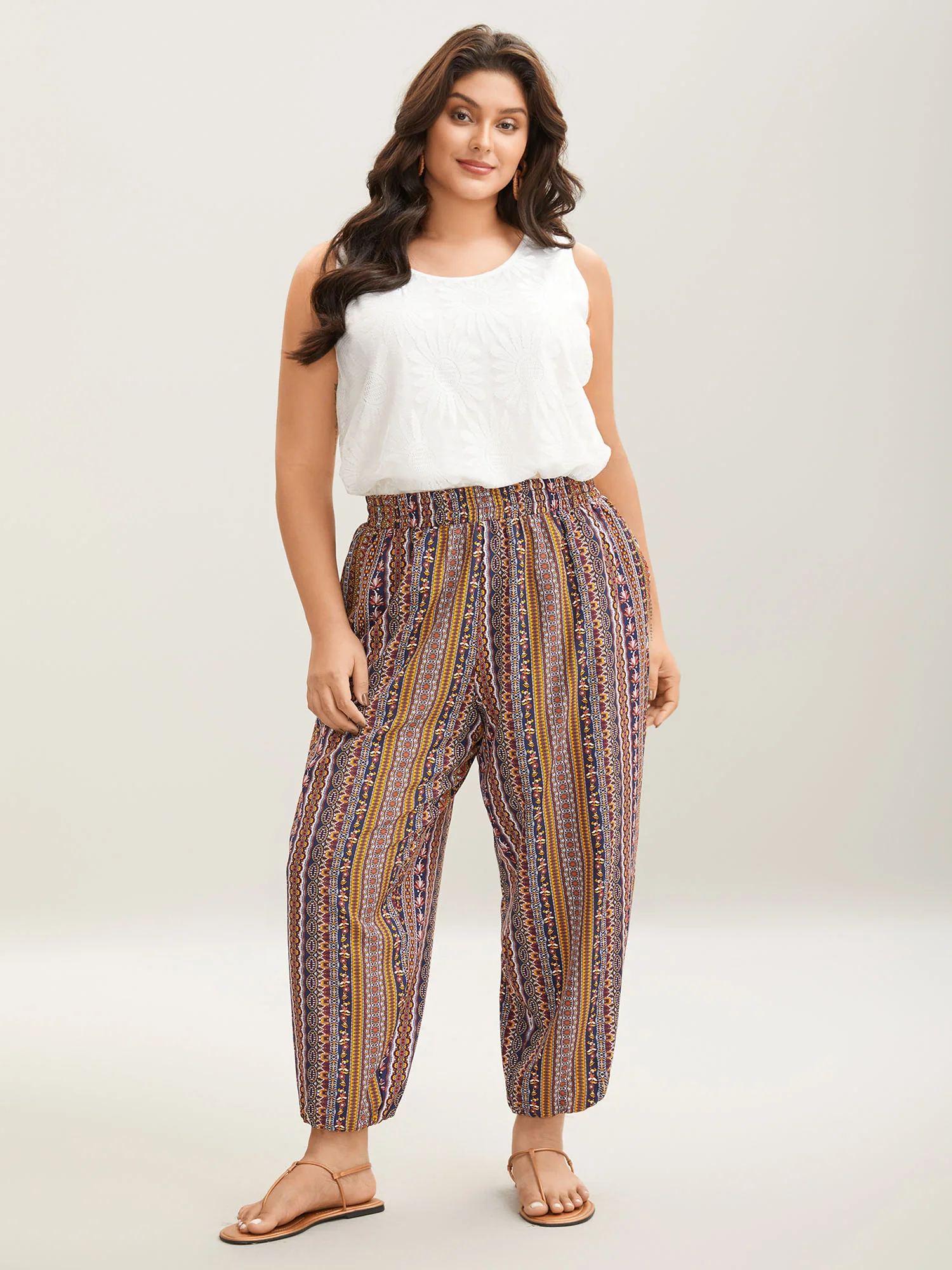 Boho Striped Split Jogger Pants - Image 3