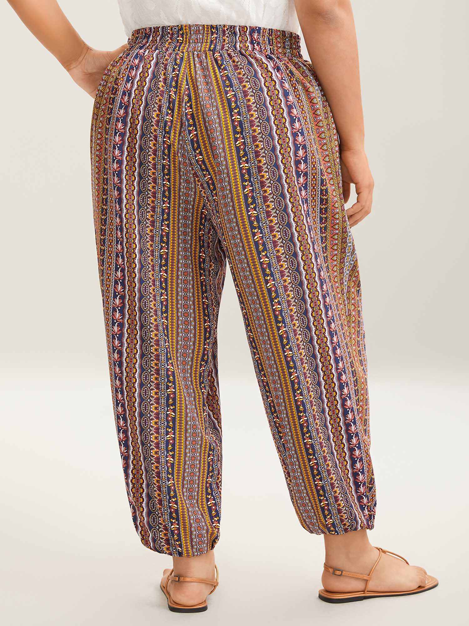 Boho Striped Split Jogger Pants - Image 4