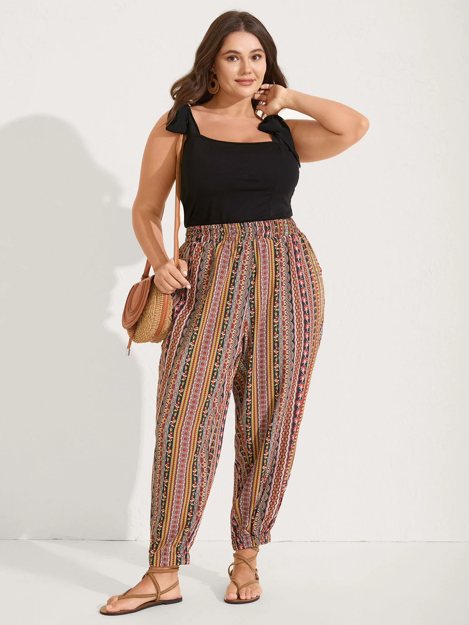 Boho Striped Split Jogger Pants - Image 9