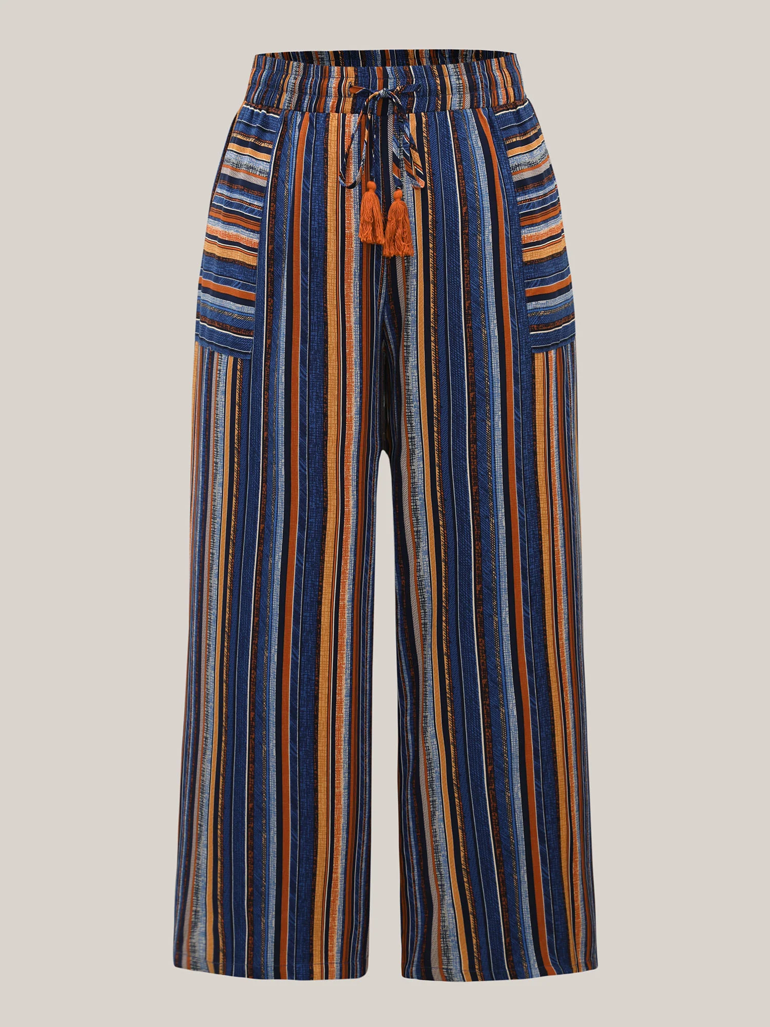 Boho Stripes Drawstring Wide-Leg Pants - Image 5