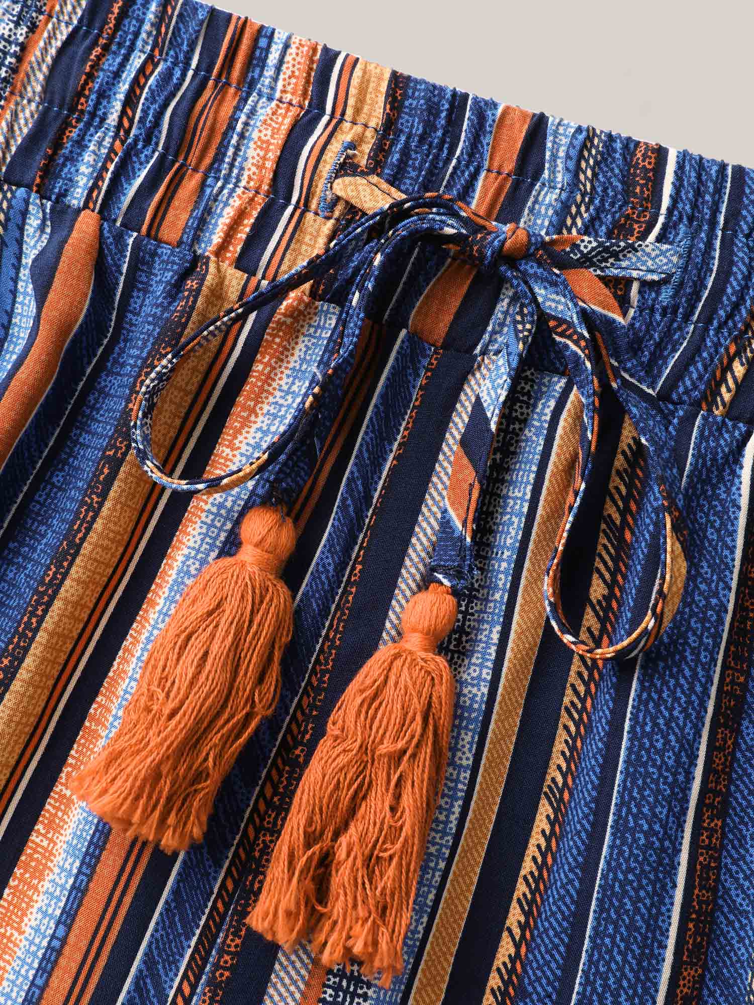 Boho Stripes Drawstring Wide-Leg Pants - Image 6