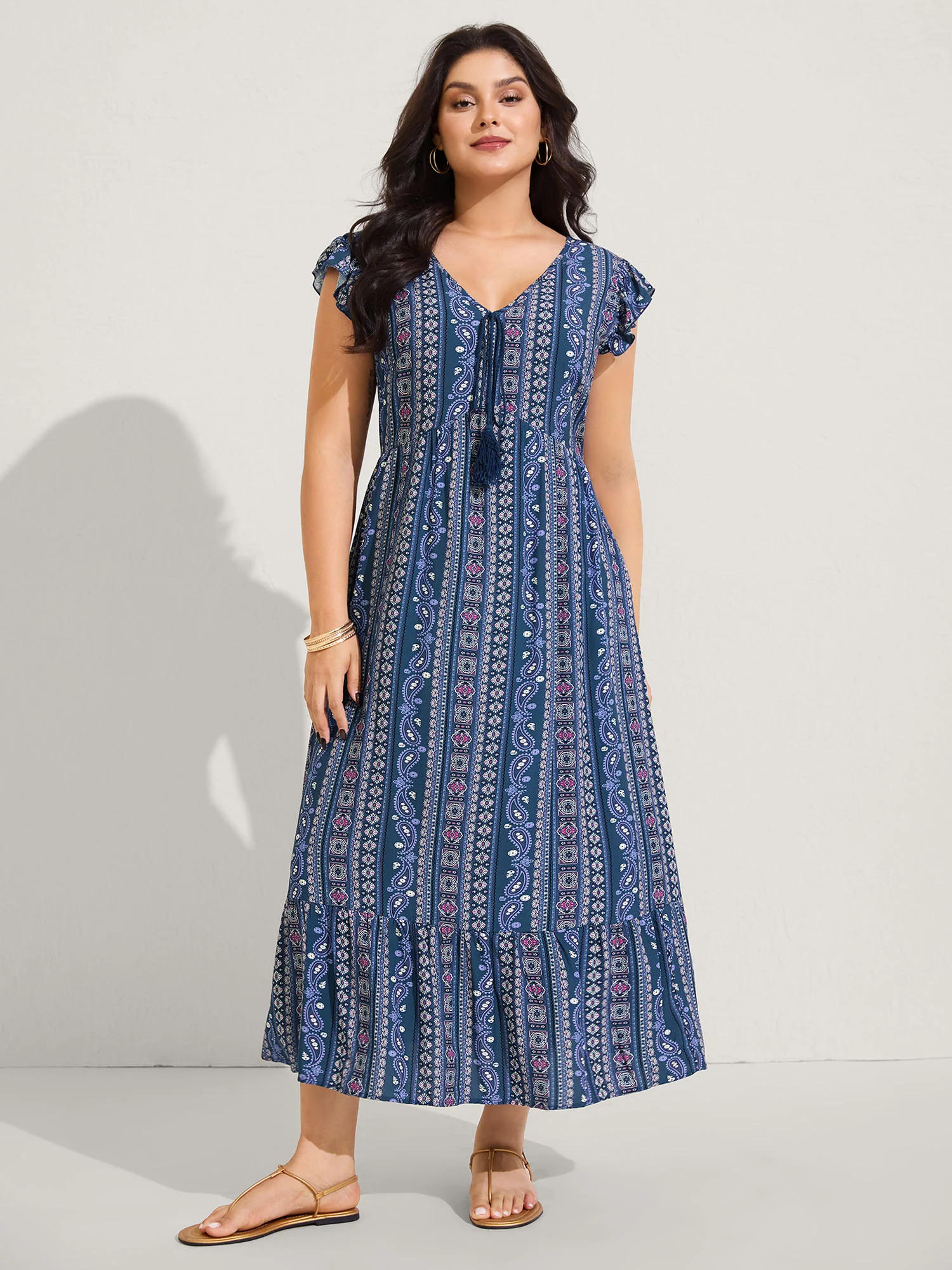 Boho Stripes High Waisted Maxi Dress - Image 3