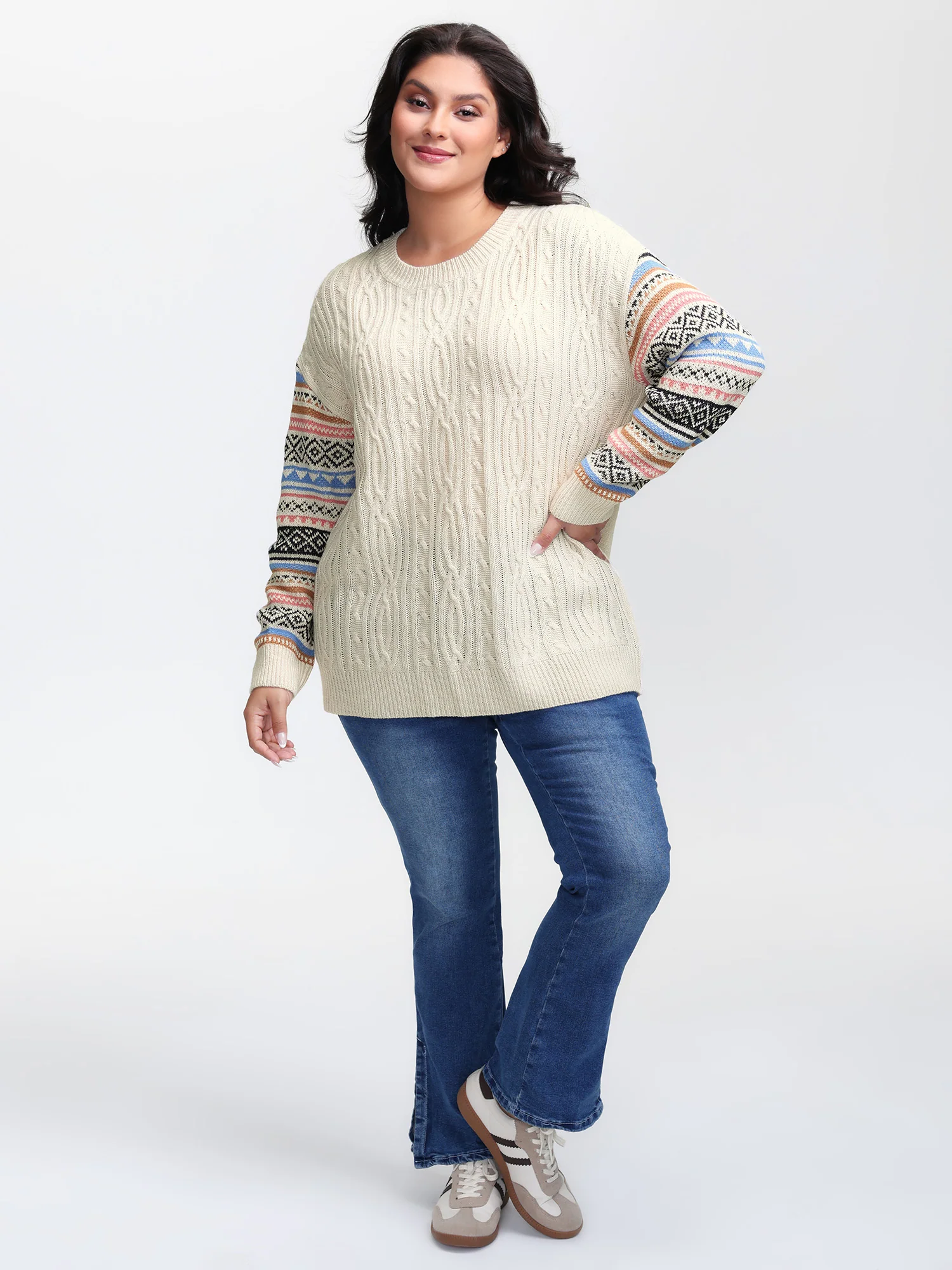 Boho Stripes Jacquard Textured Pullover - Image 3