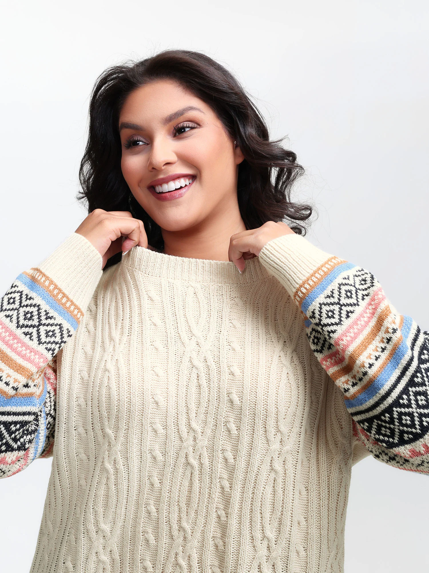 Boho Stripes Jacquard Textured Pullover - Image 4