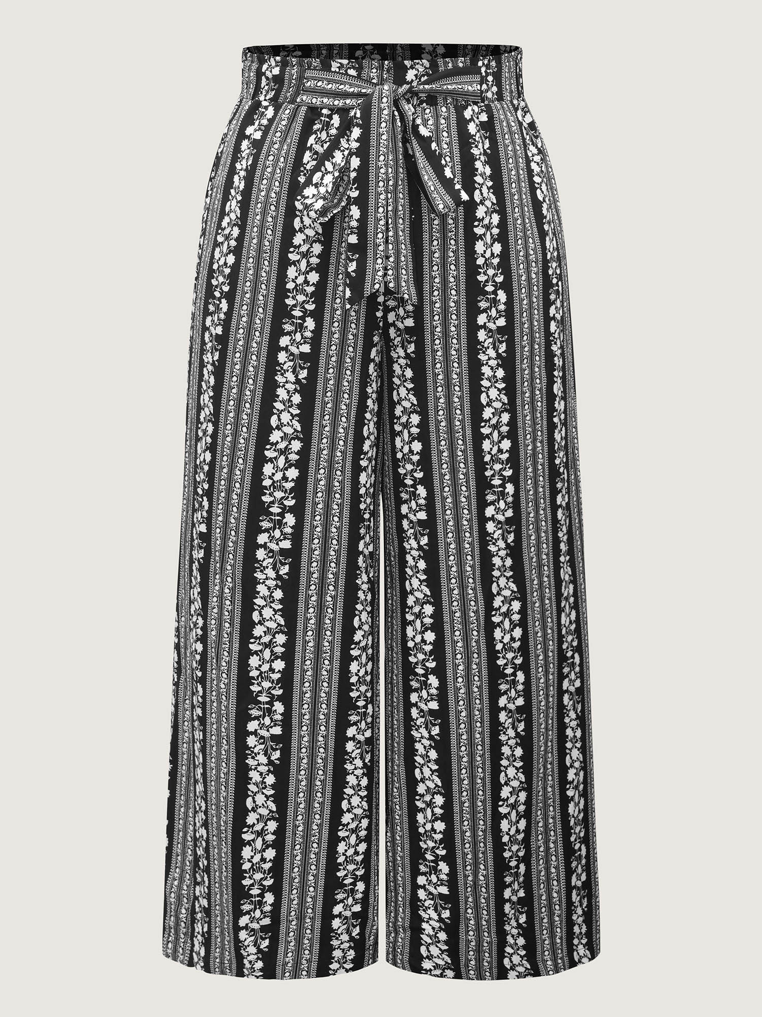 Boho Stripes Side Slit Wide-Leg Pants - Image 8