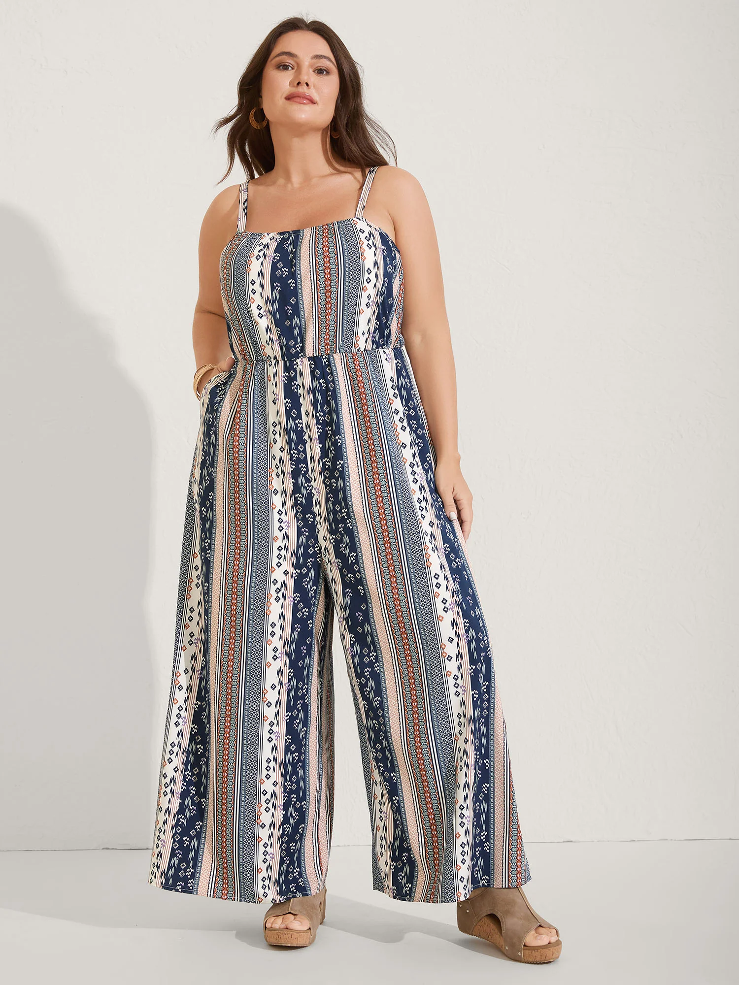 Boho Stripes Stretchy Waist Jumpsuit - Image 3