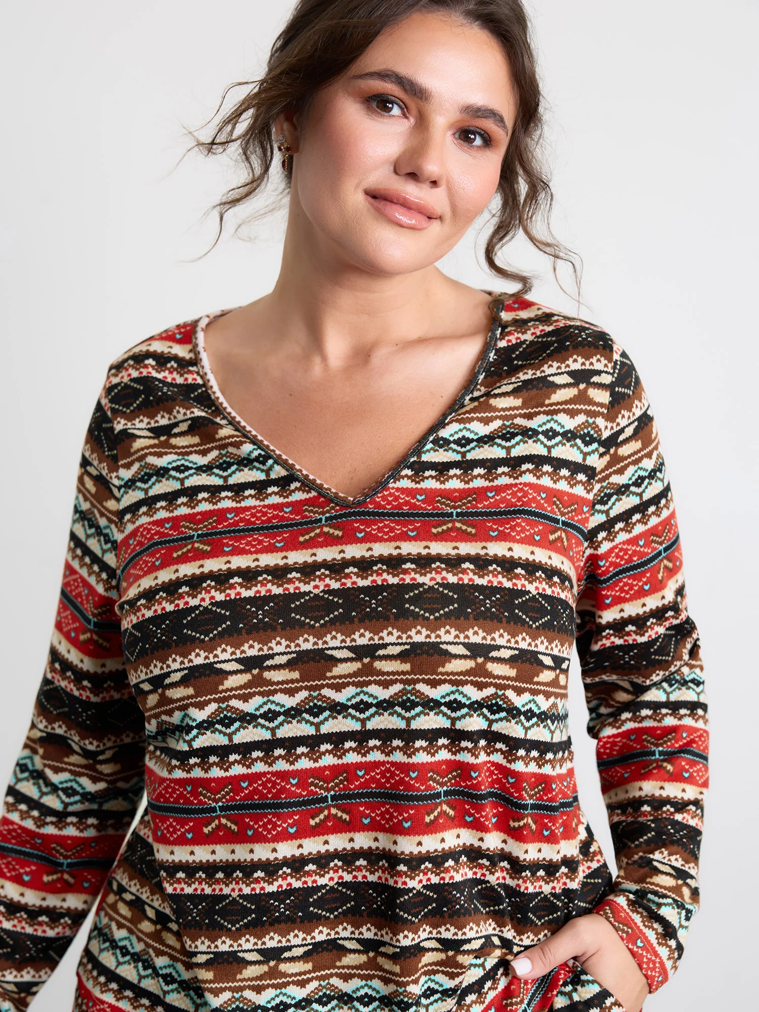 Boho Stripes V-Neck Co-Ord Lounge Set - Image 2