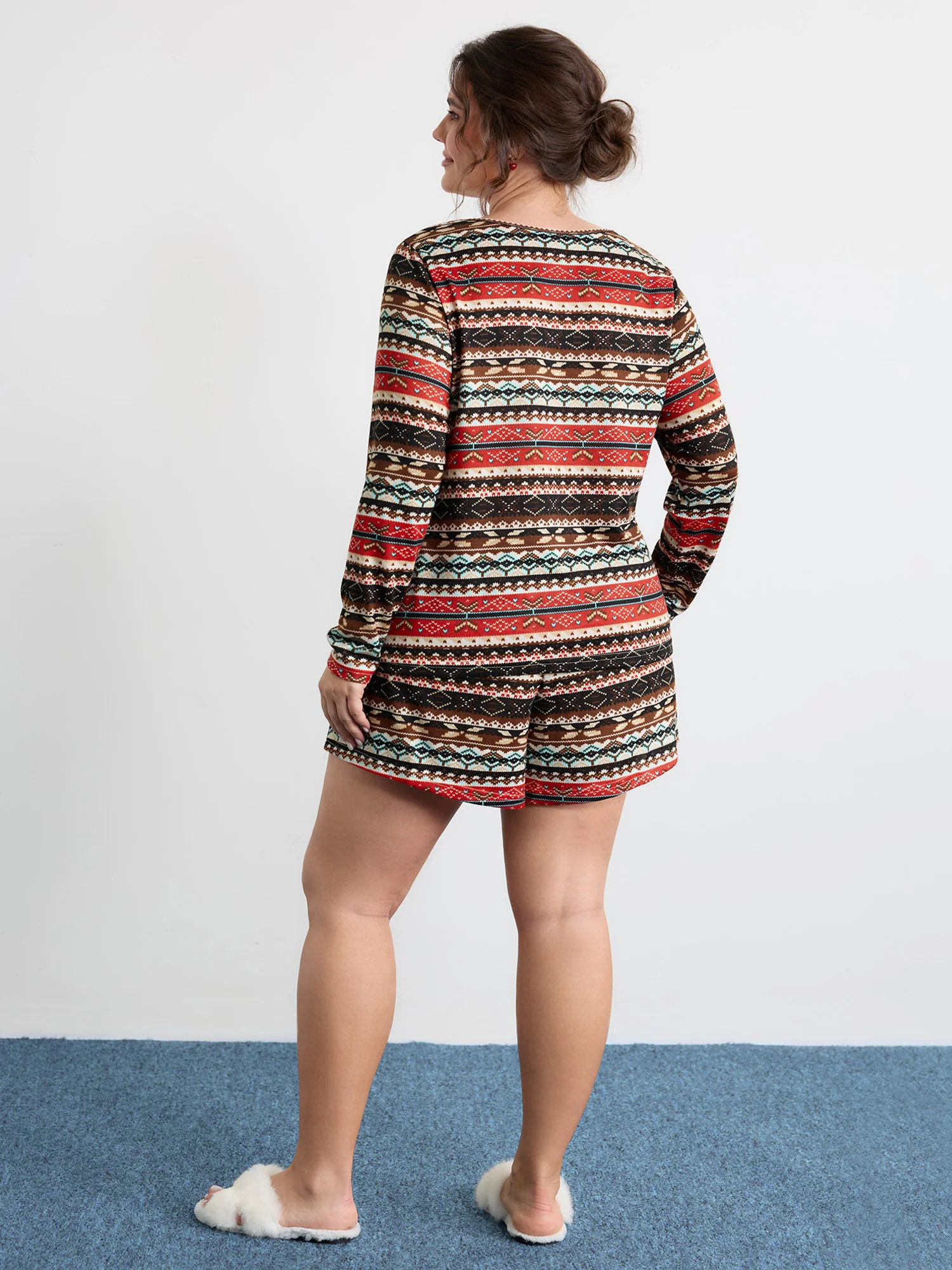 Boho Stripes V-Neck Co-Ord Lounge Set - Image 7