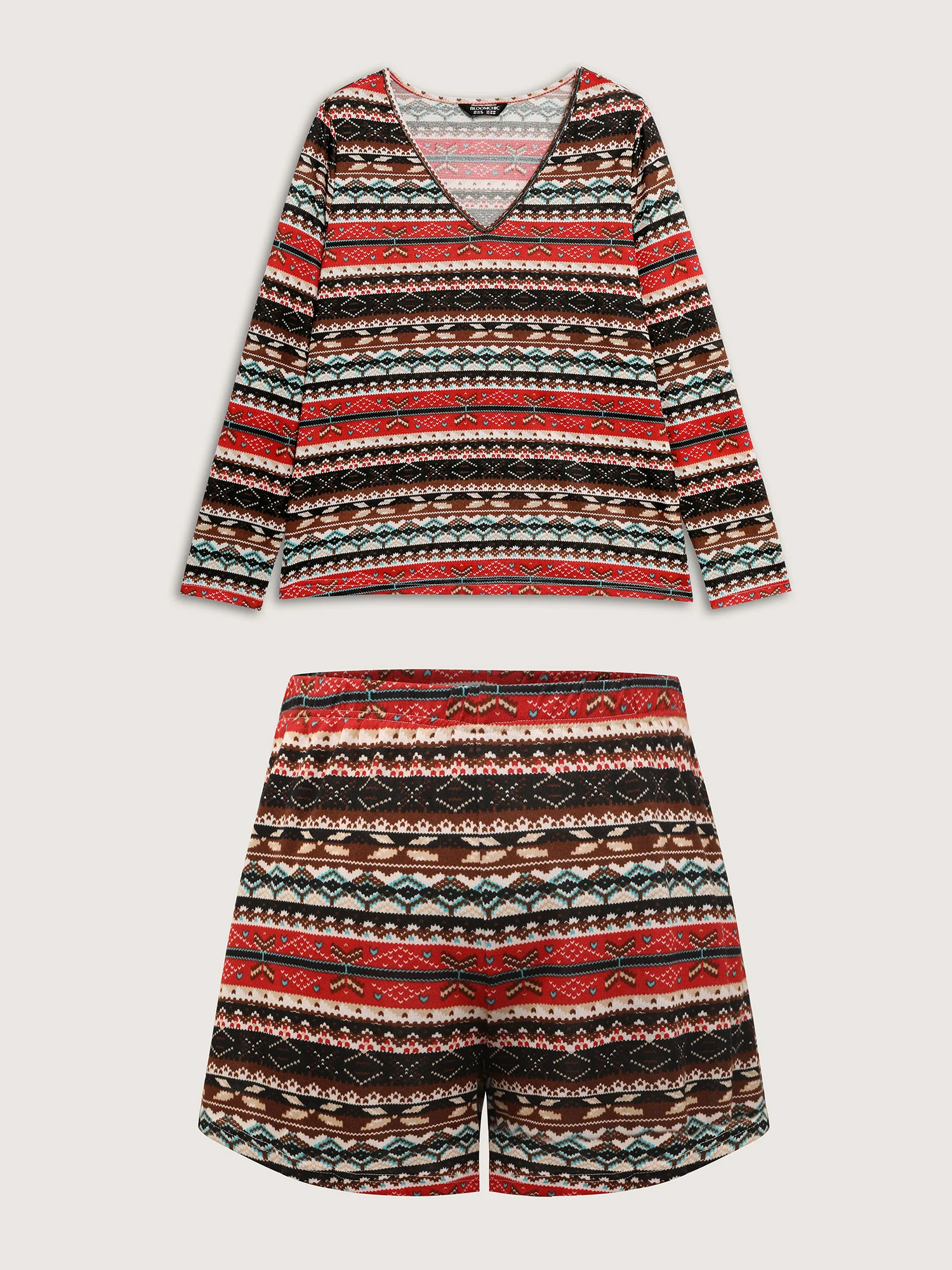 Boho Stripes V-Neck Co-Ord Lounge Set - Image 8