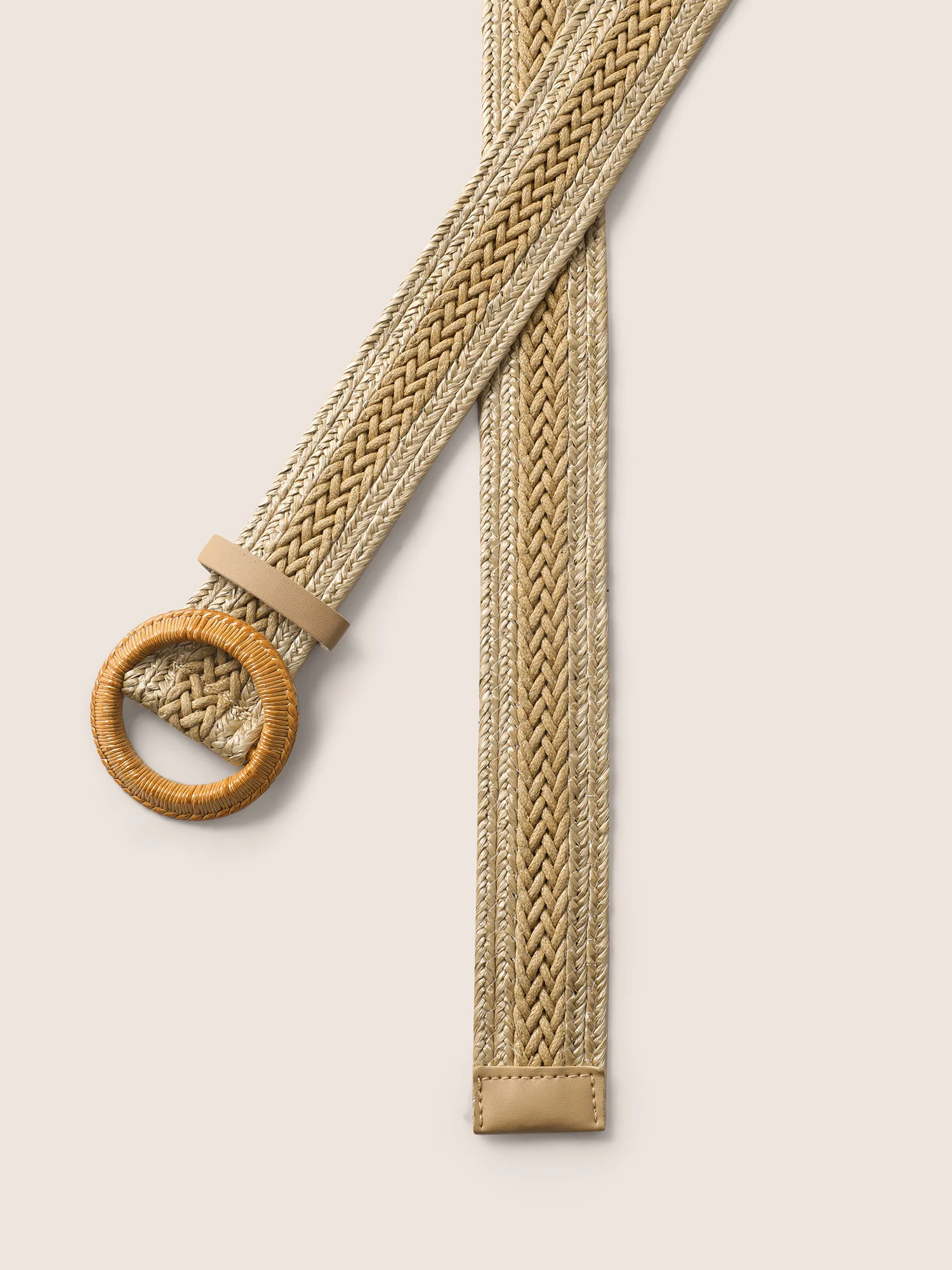 Boho Style Round Buckle Handmade Straw Belt - Image 4