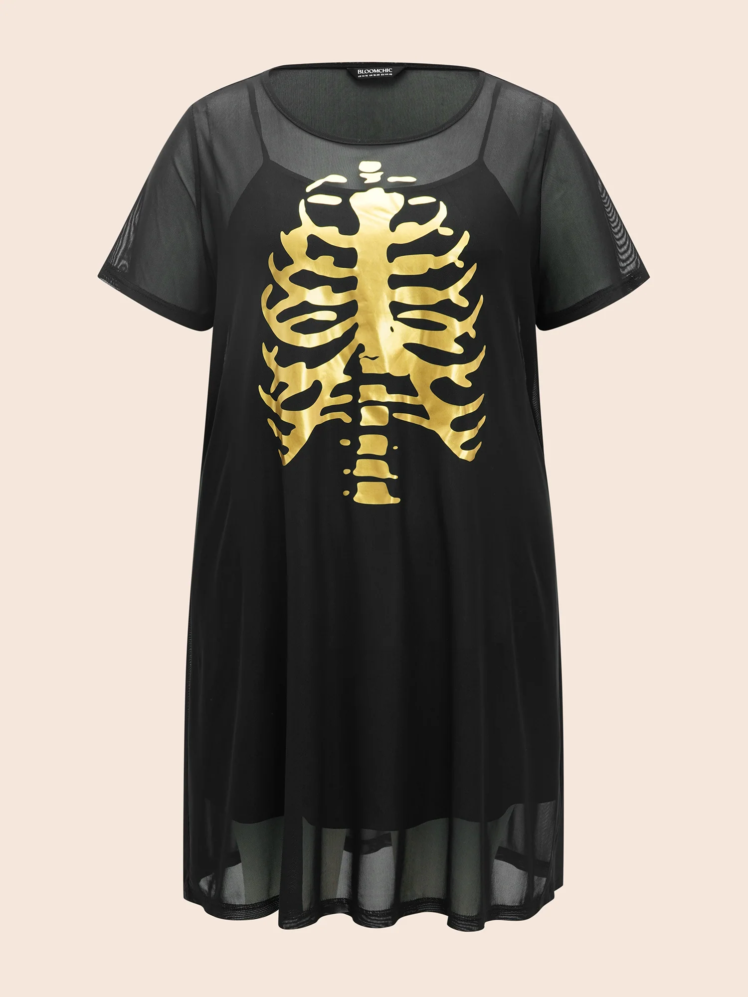 Bone Stamping Gold Accents Mini Dress - Image 6