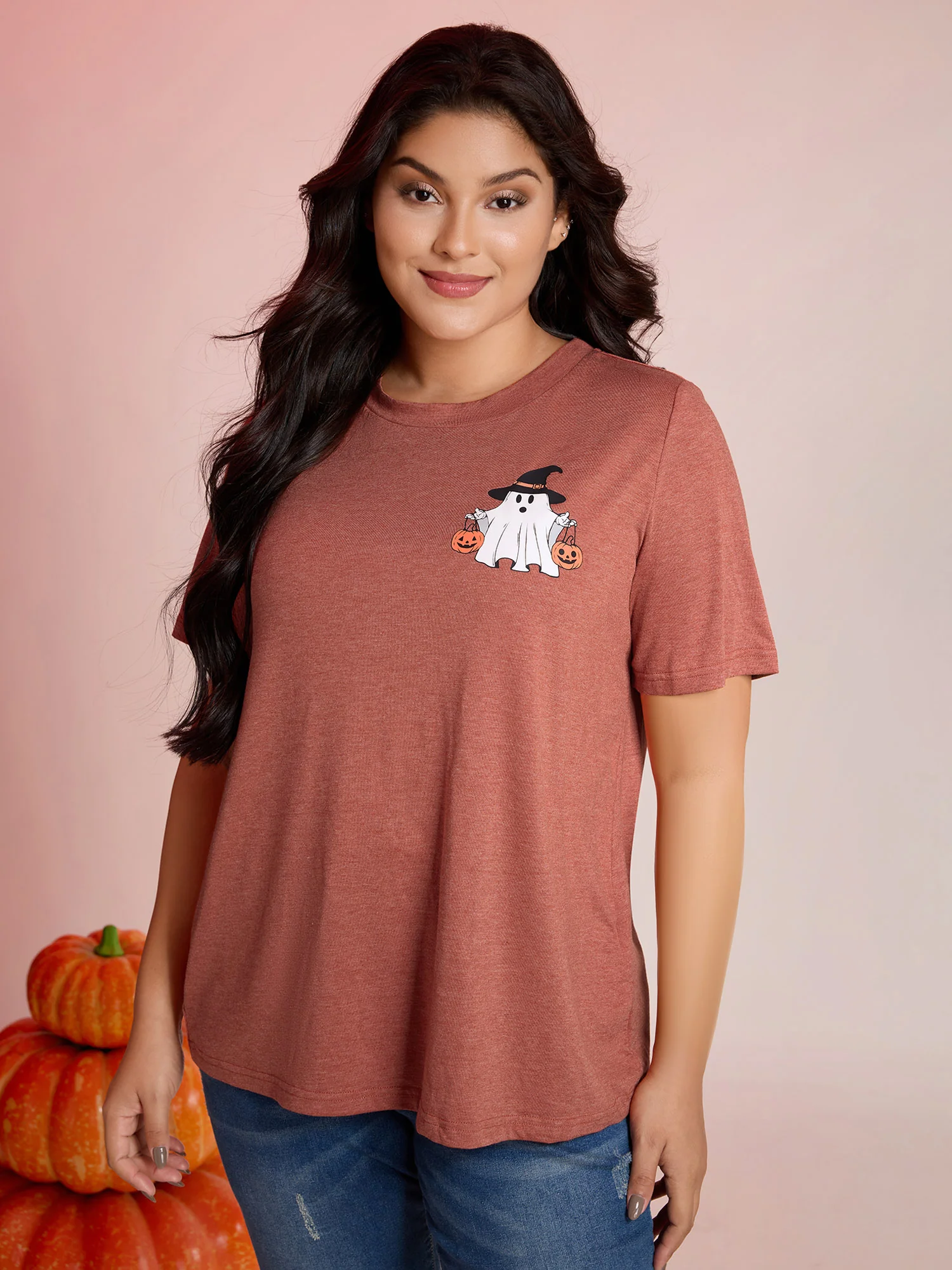 Boo Crew Halloween Round Neck T-Shirt - Image 2