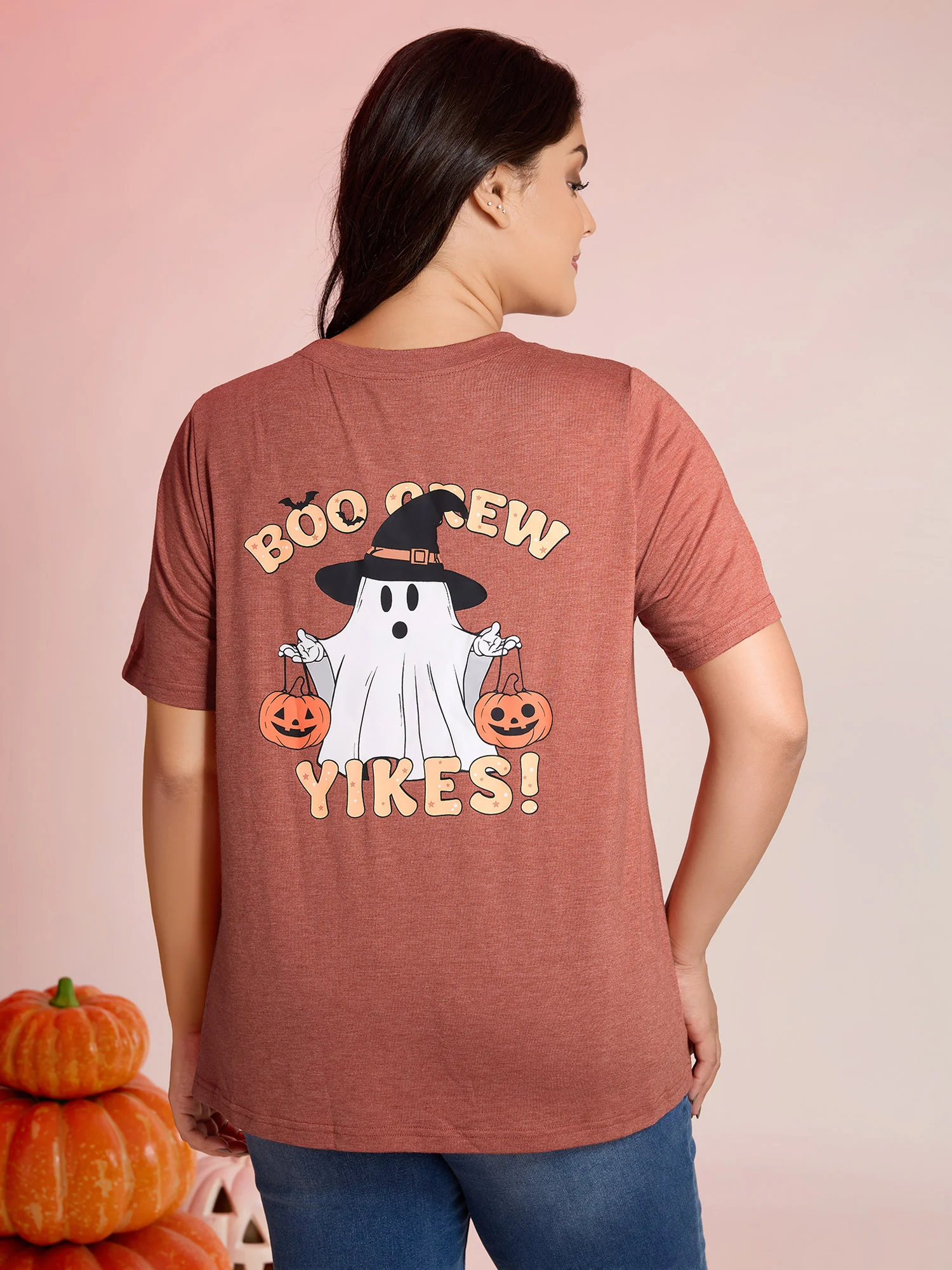 Boo Crew Halloween Round Neck T-Shirt - Image 5