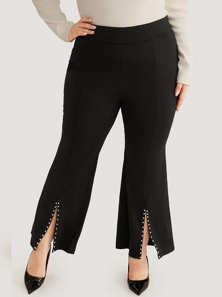 Bootcut Pearl Beaded Split Front Pants - Image 2