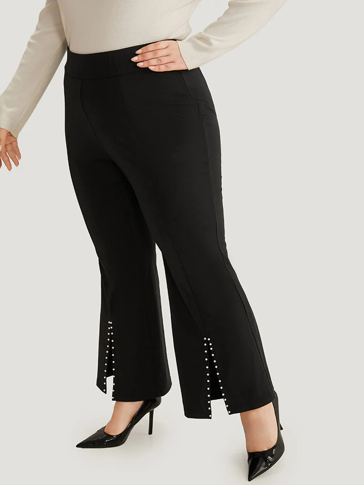 Bootcut Pearl Beaded Split Front Pants - Image 3