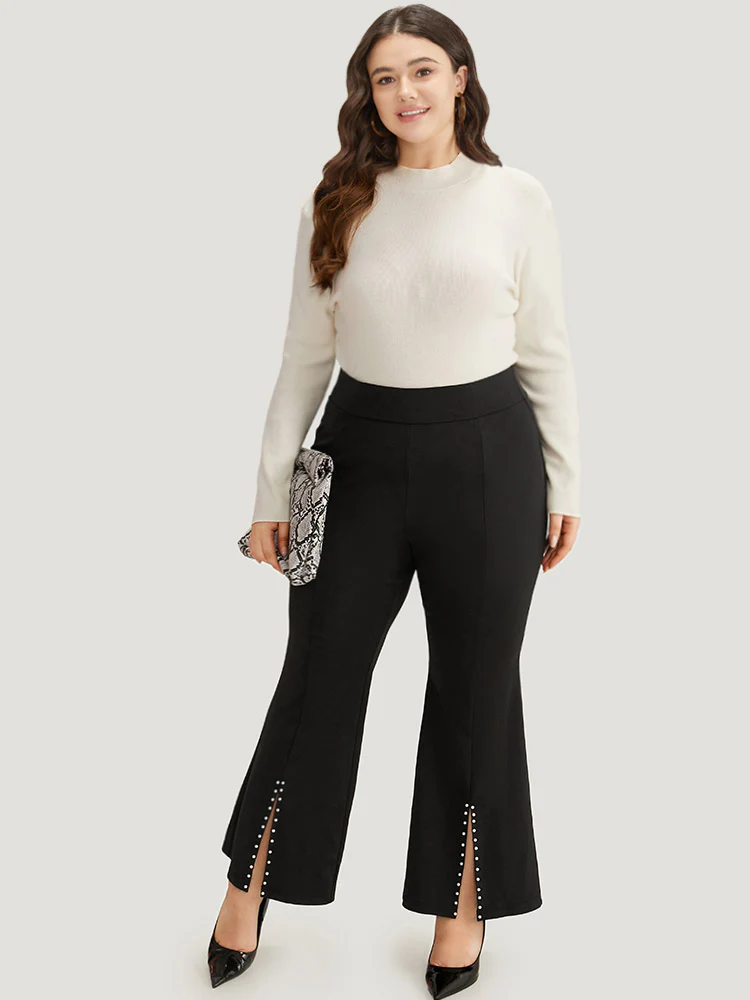 Bootcut Pearl Beaded Split Front Pants - Image 4