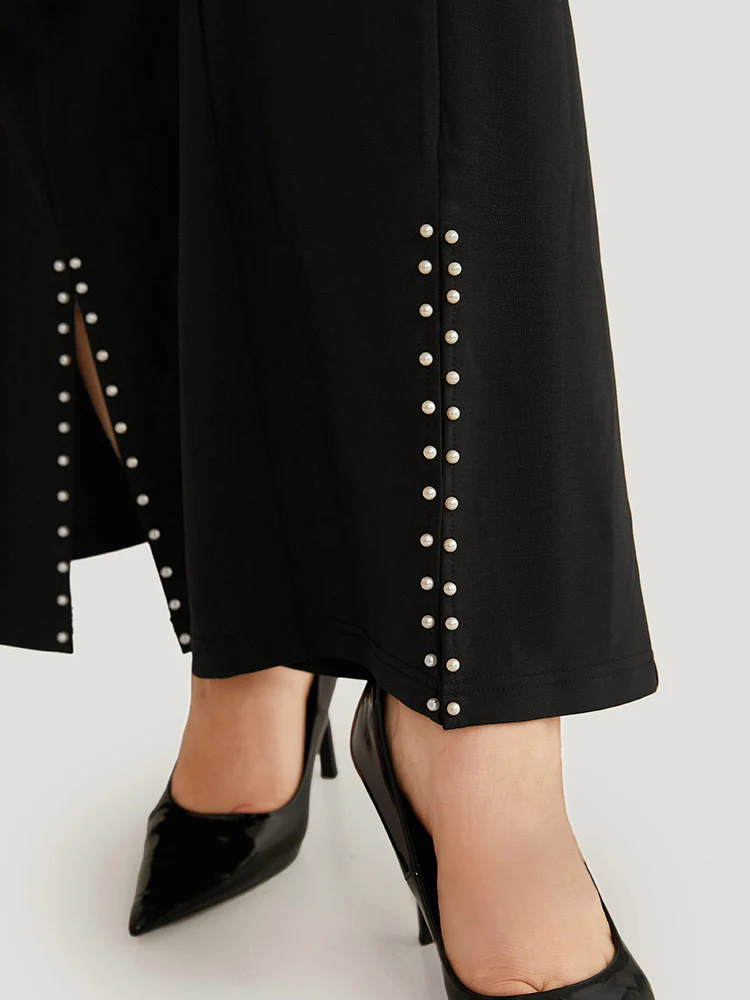 Bootcut Pearl Beaded Split Front Pants - Image 7