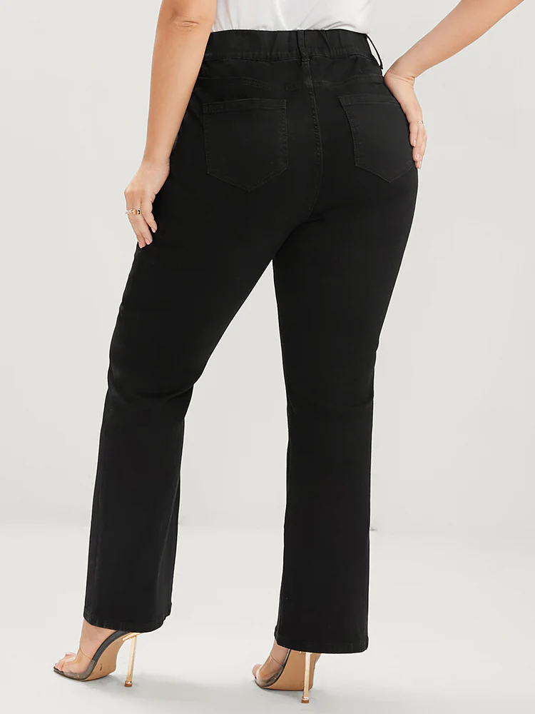 Bootcut Slightly Stretchy High Rise Black Wash Pocket Full Jeans - Image 5