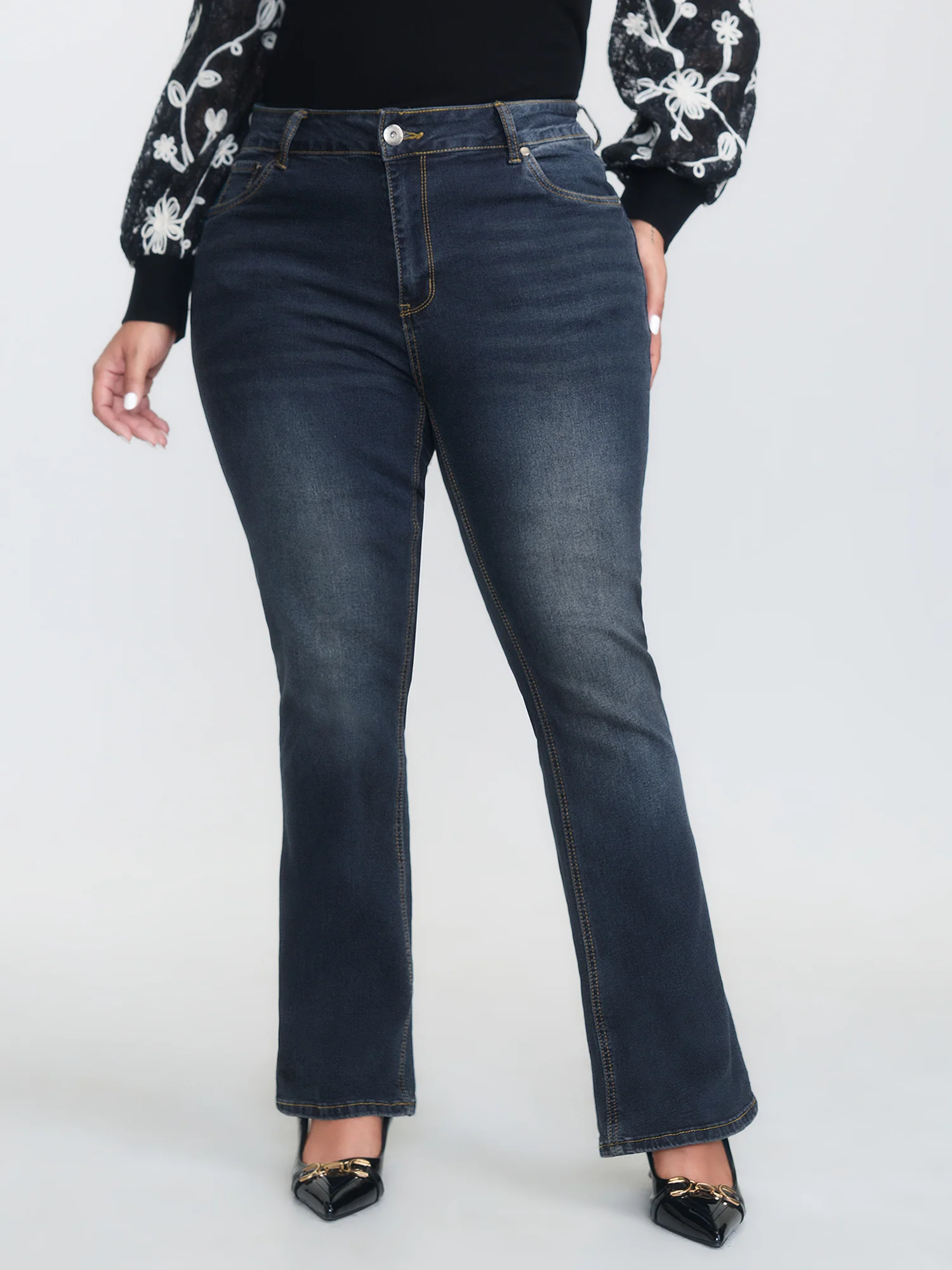 Thigh-Friendly Stretchy Flared Jeans - Image 2