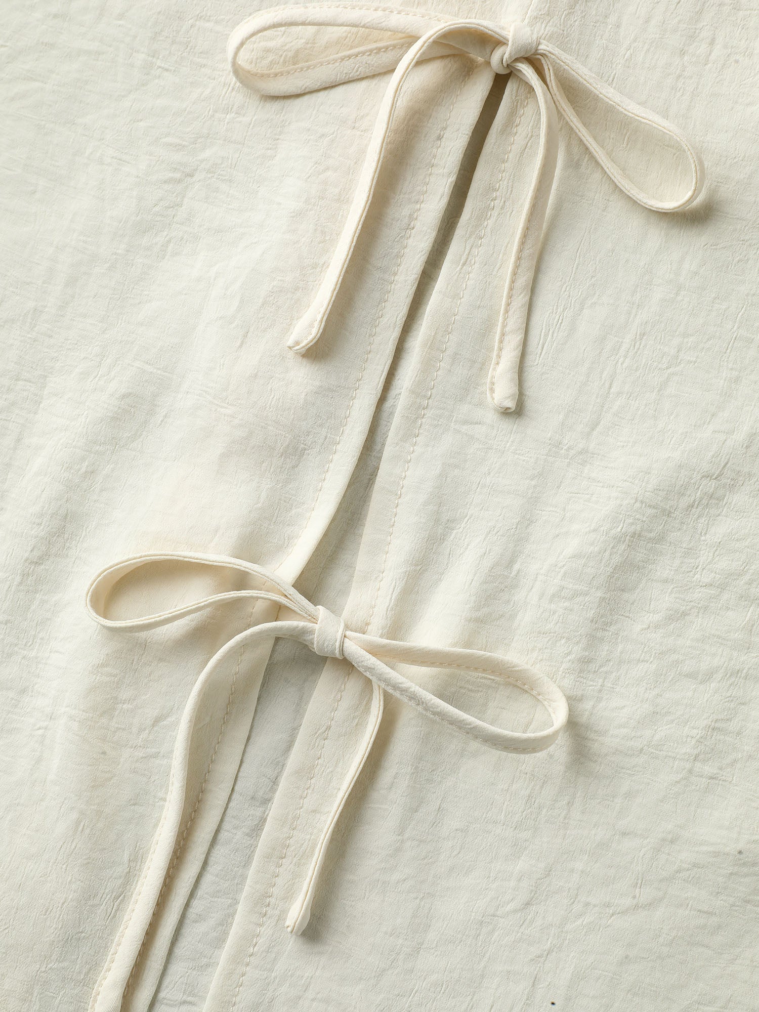 Bow Back Button Placket Solid Blouse - Image 6
