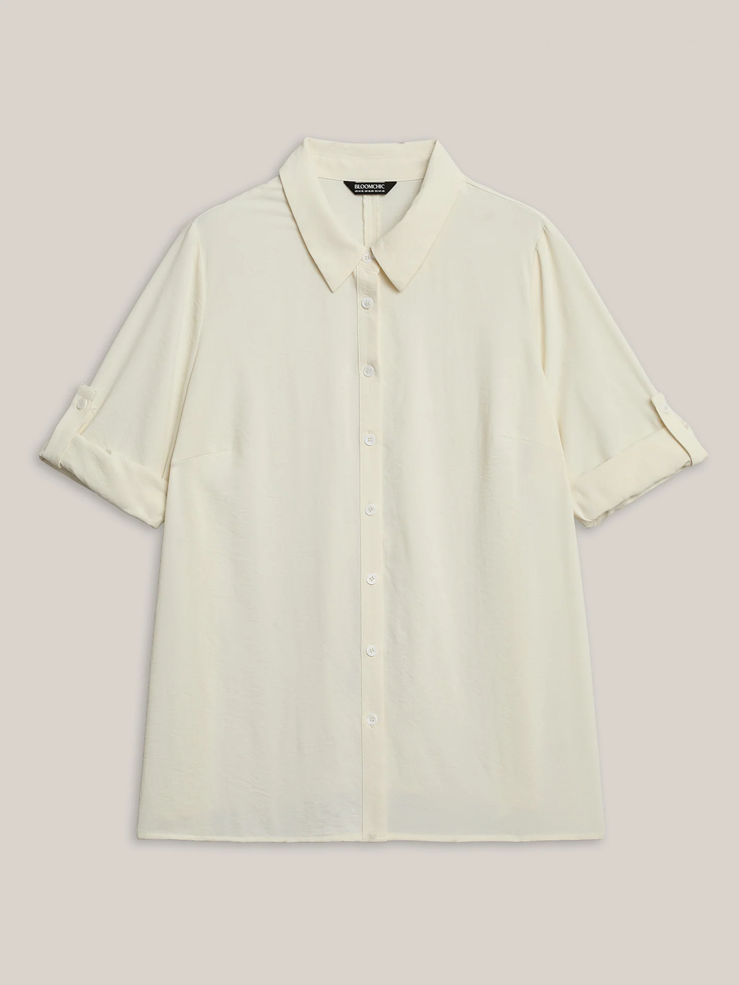 Bow Back Button Placket Solid Blouse - Image 8