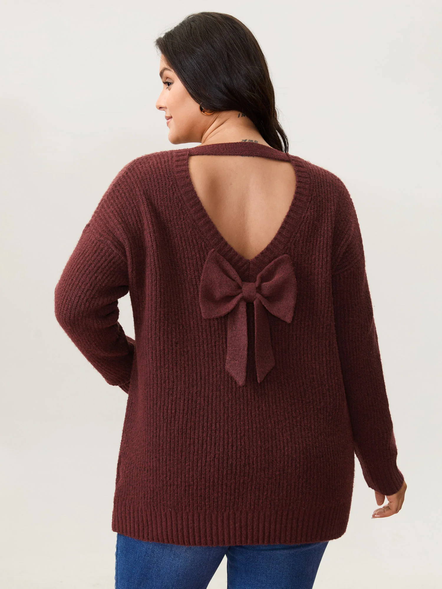 Bow Back Cut-Out Super Stretchy Pullover - Image 4