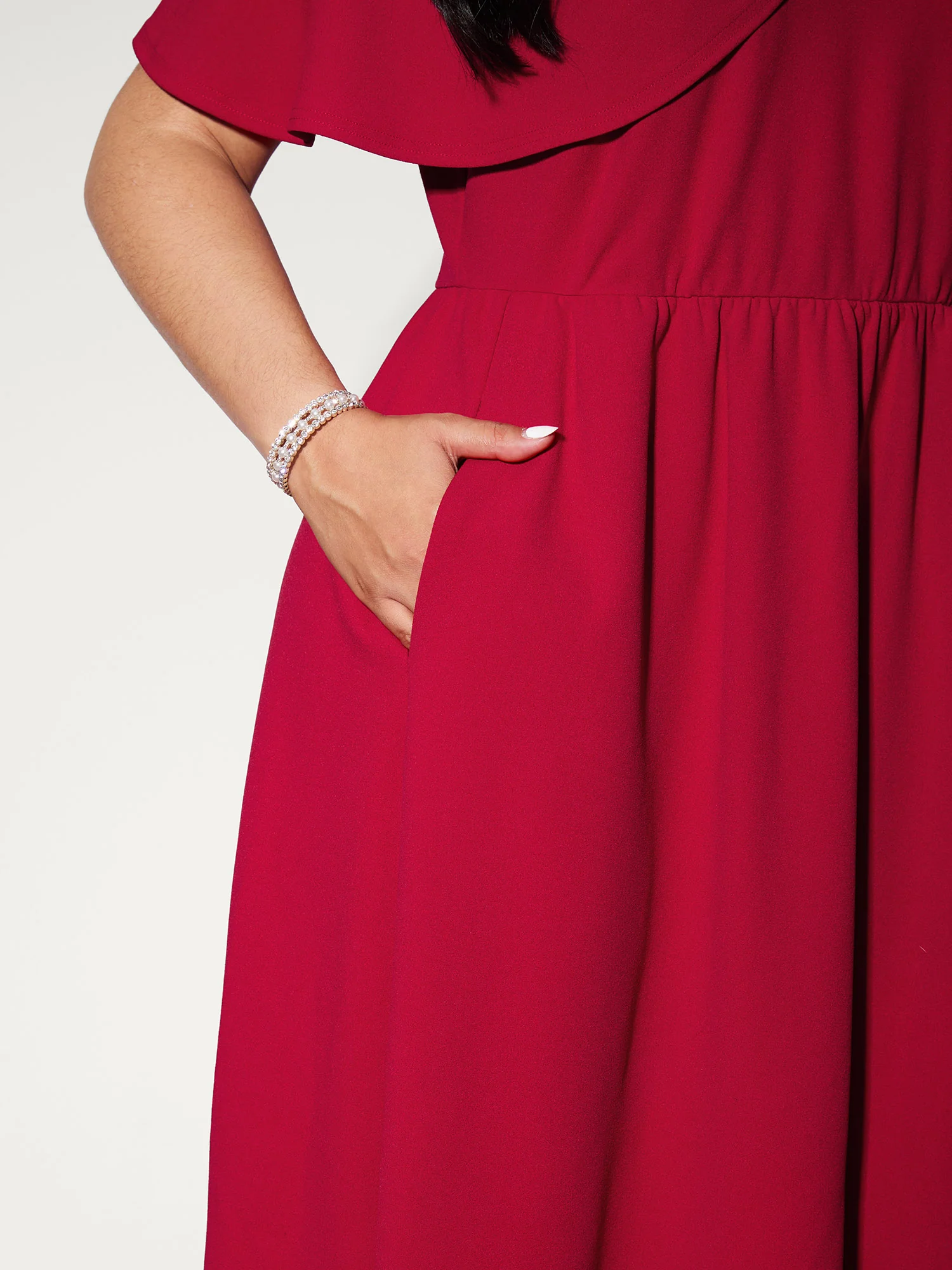 Bow Cape Detail Waist-Defining Mini Dress - Image 4