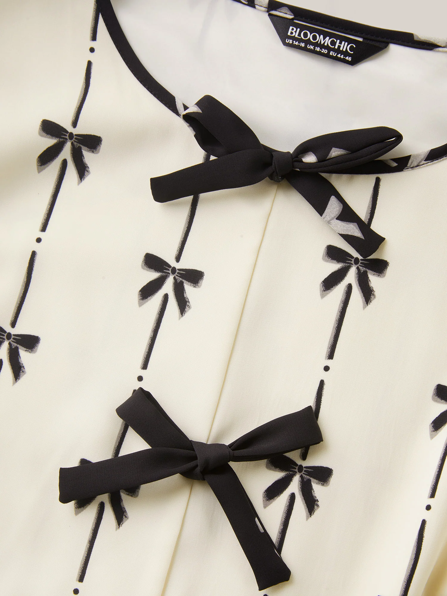 Bow Detail Printed Color Contrast Blouse - Image 5