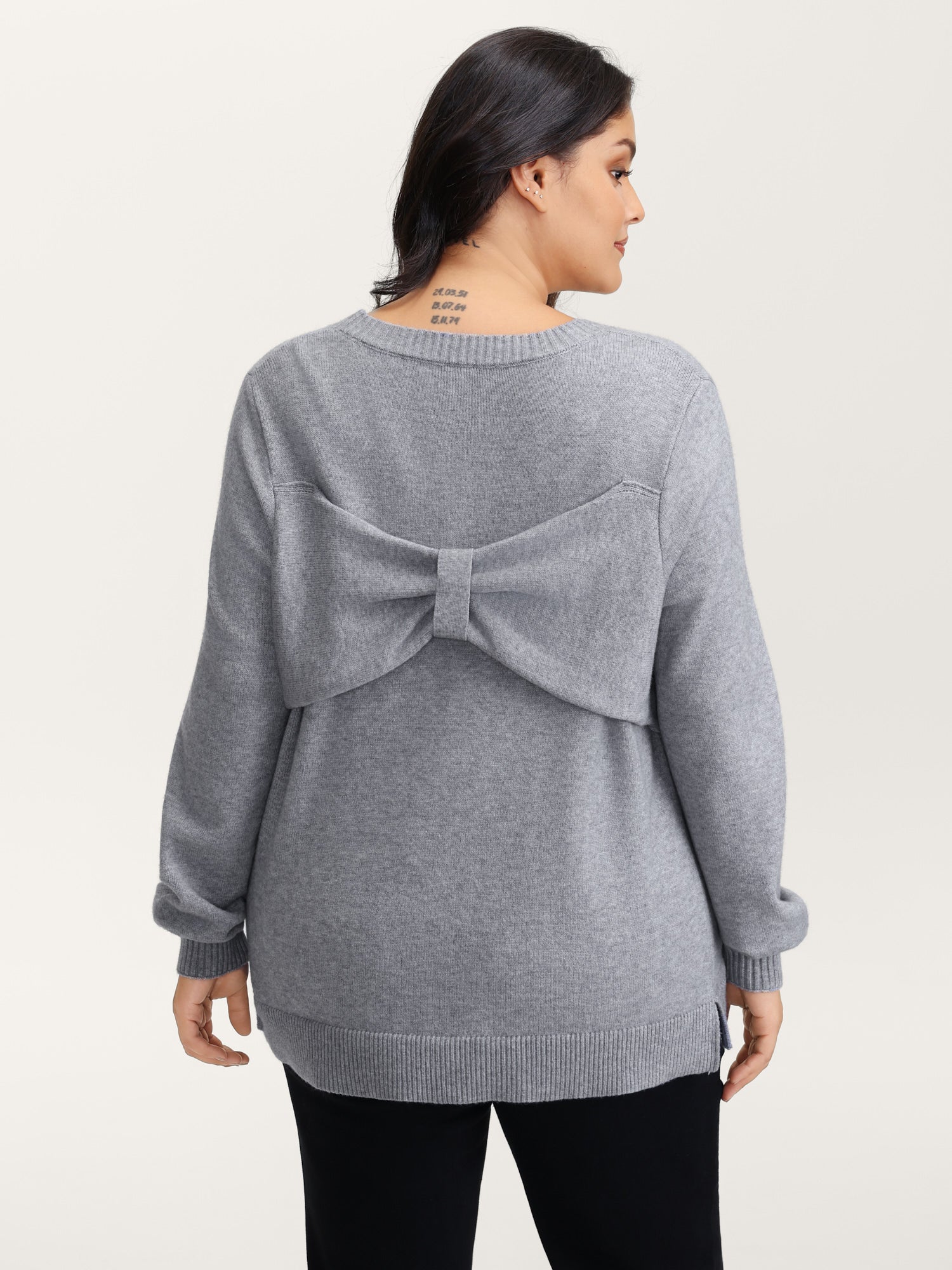 Bow Detail Ribbed Hem Pullover - Image 5